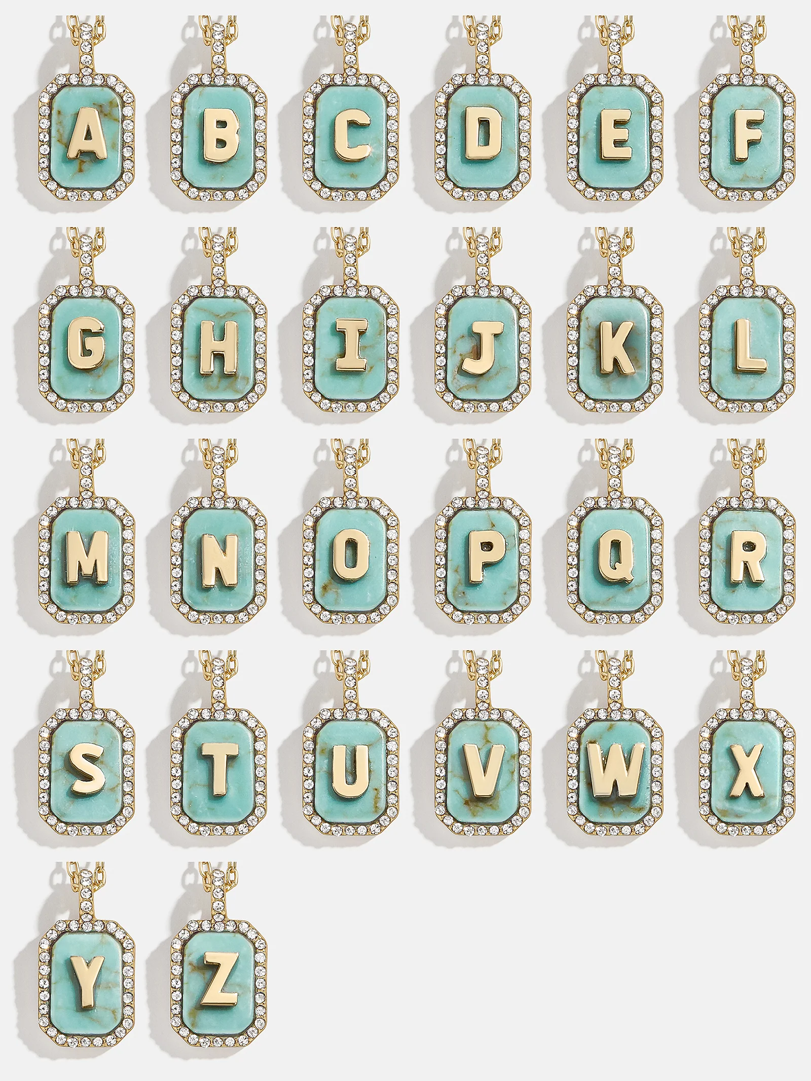 Gold & Turquoise Initial Necklace - Turquoise Stone