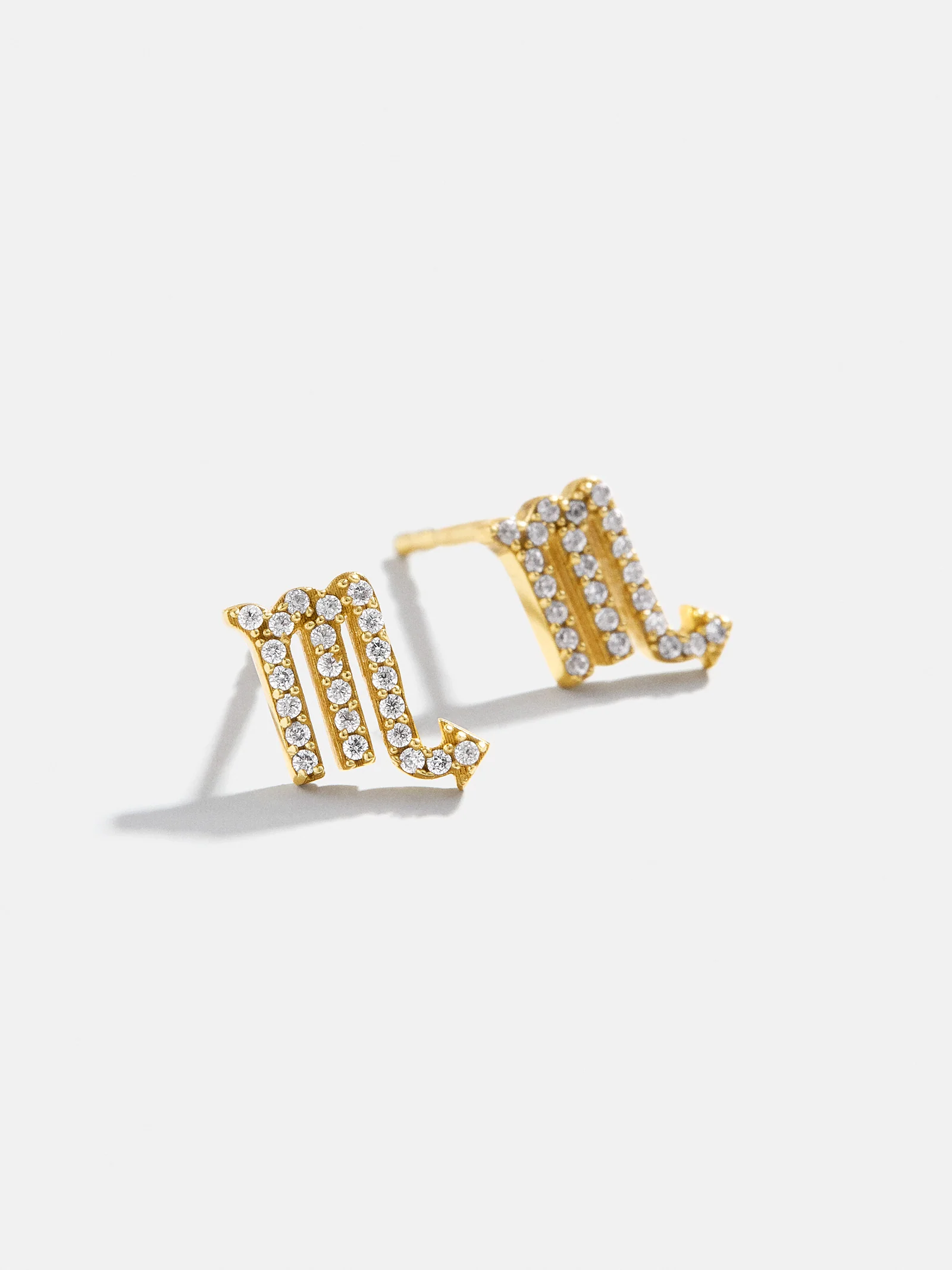 18K Gold Zodiac Earrings - 18K Gold Plated Sterling Silver. Pavé Cubic Zirconia Stones