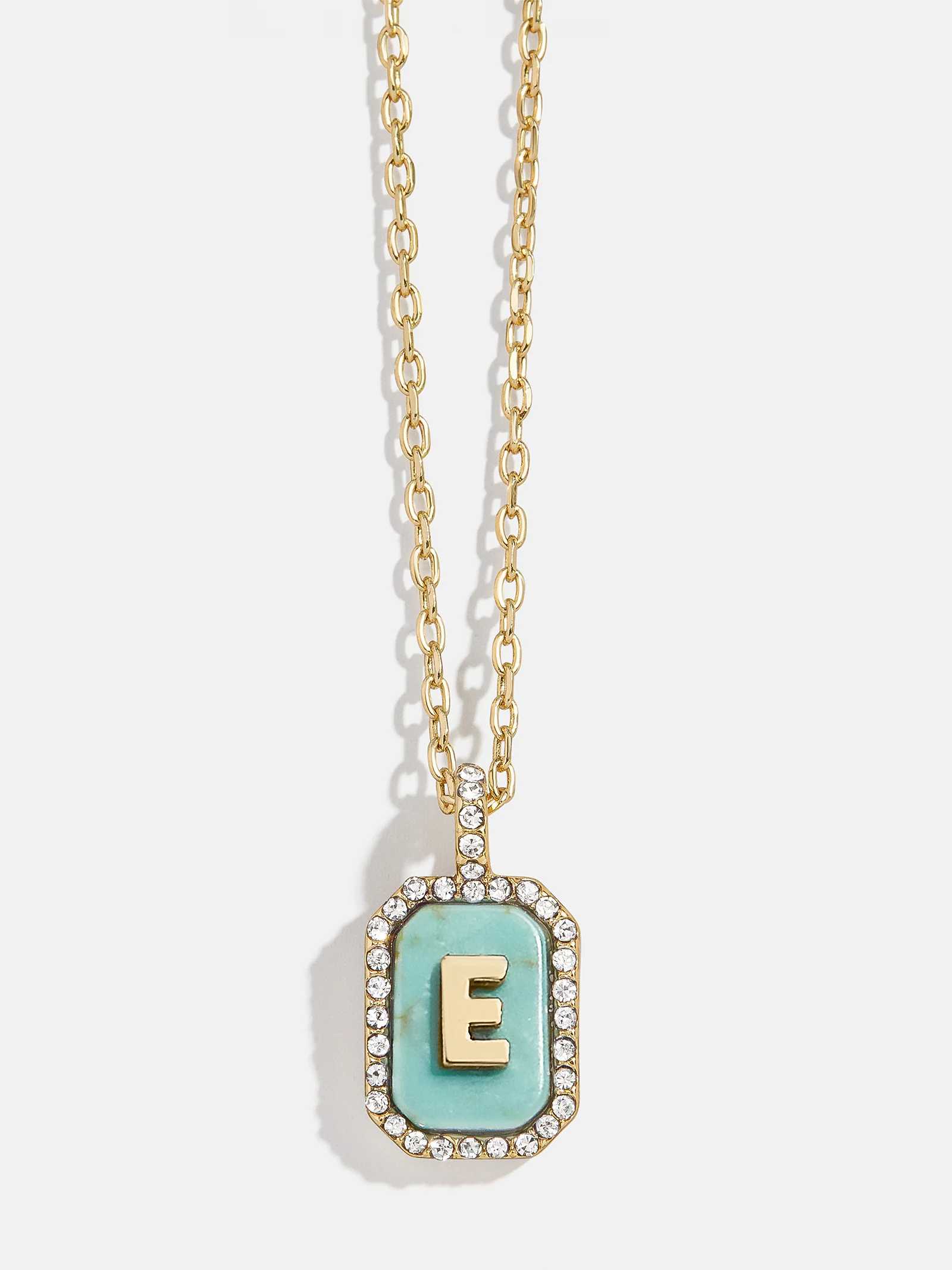 Gold & Turquoise Initial Necklace - Turquoise Stone