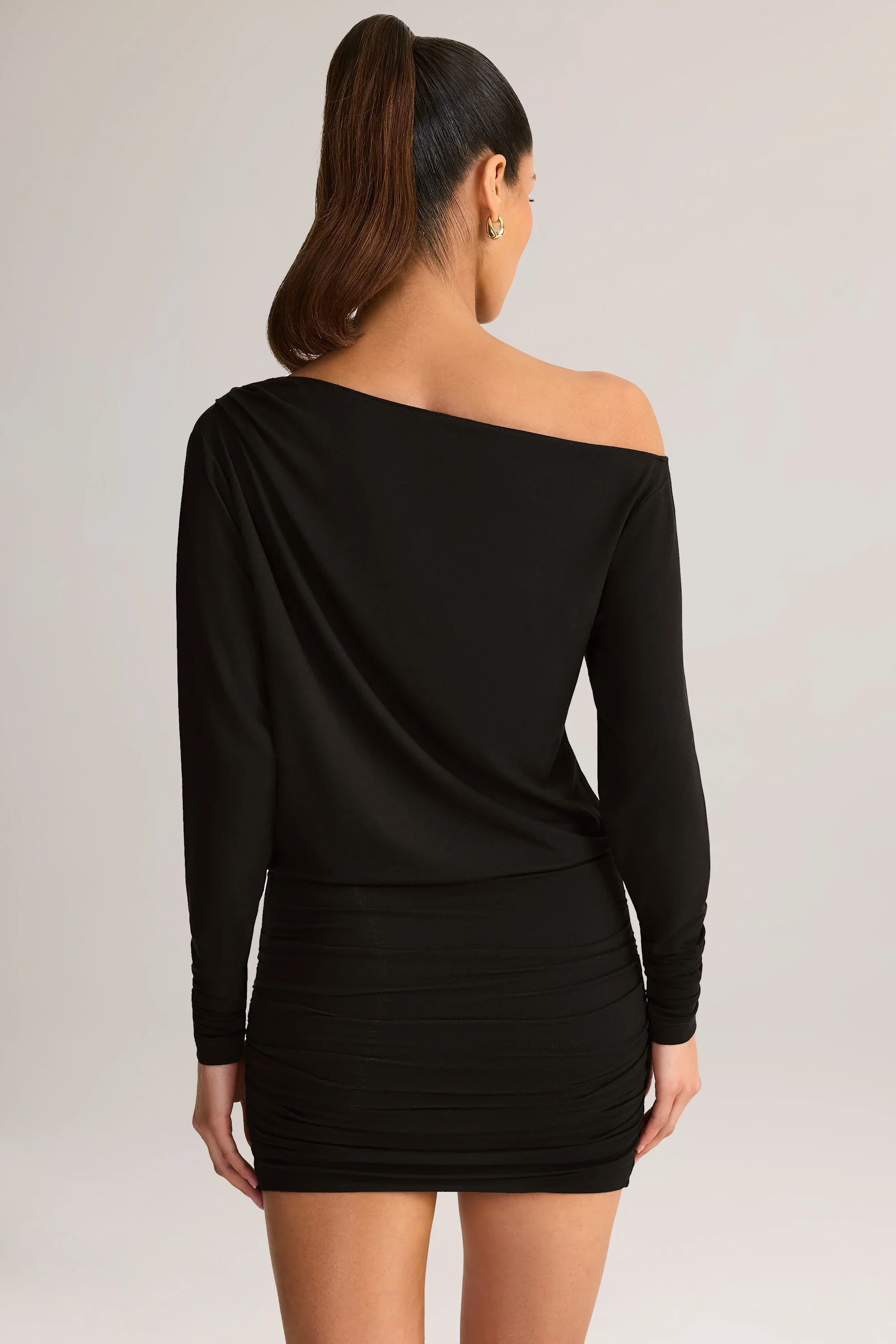 Modal Off-Shoulder Mini Dress in Black