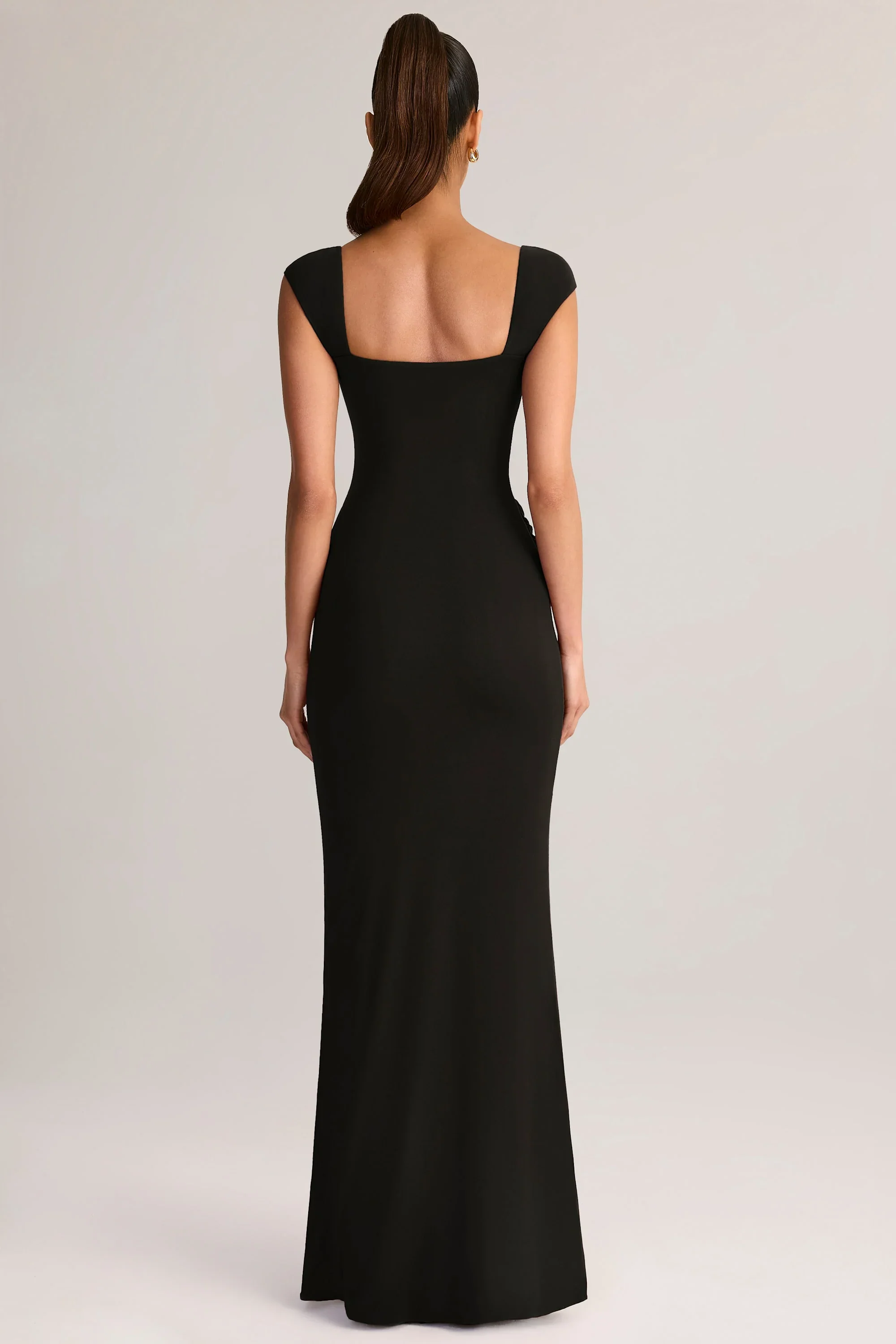 Modal Sweetheart-Neck Maxi Dress in Black