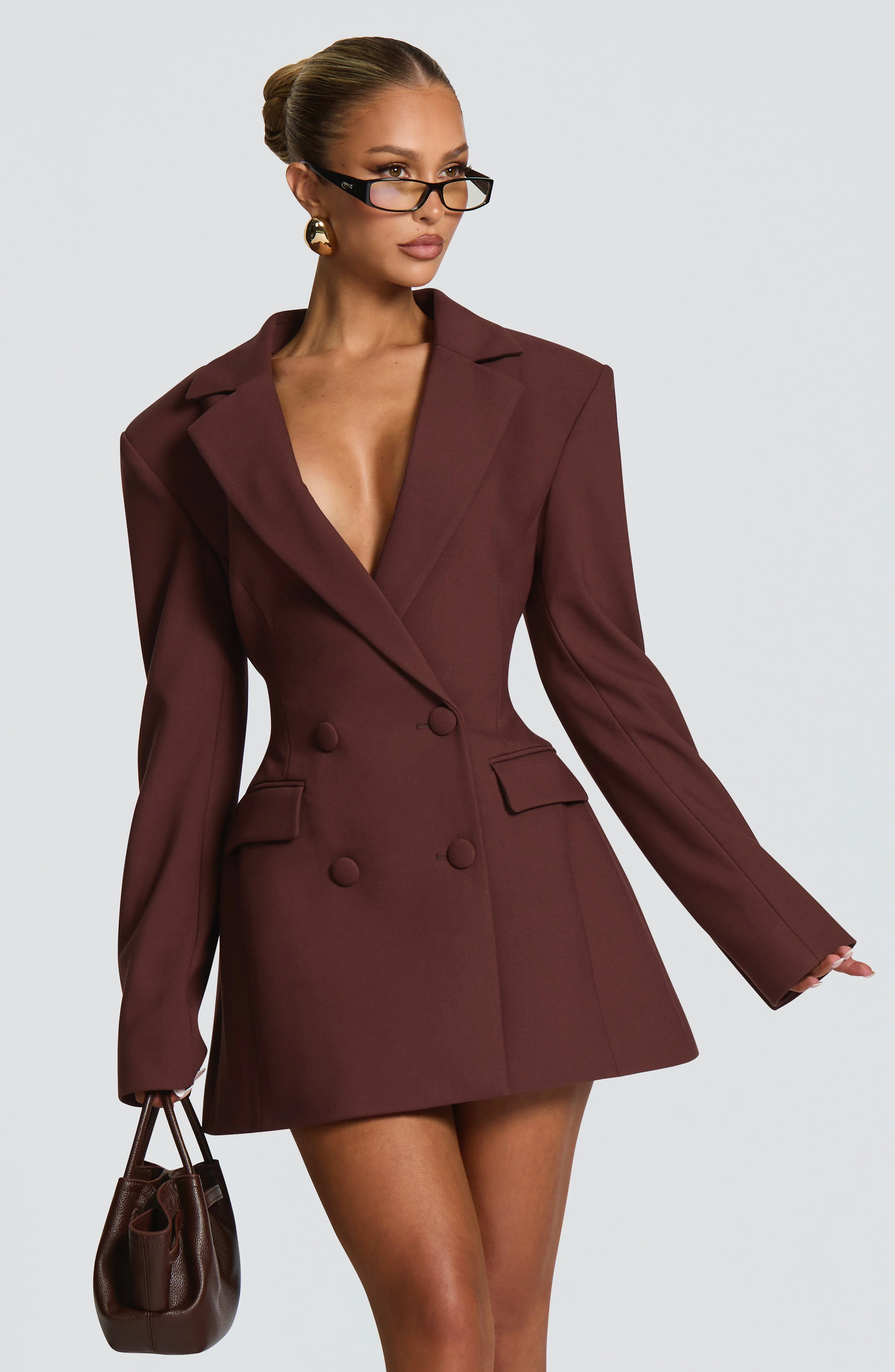 Elvira Mini Dress - Plum Brown