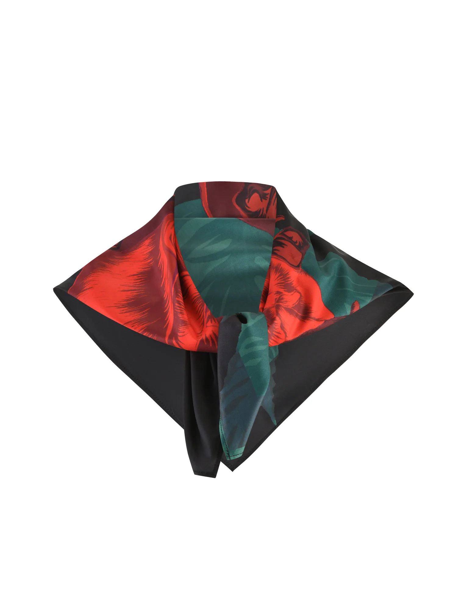 JOZIE SCARF - BLACK : MACRO ROSE- RED ROSE