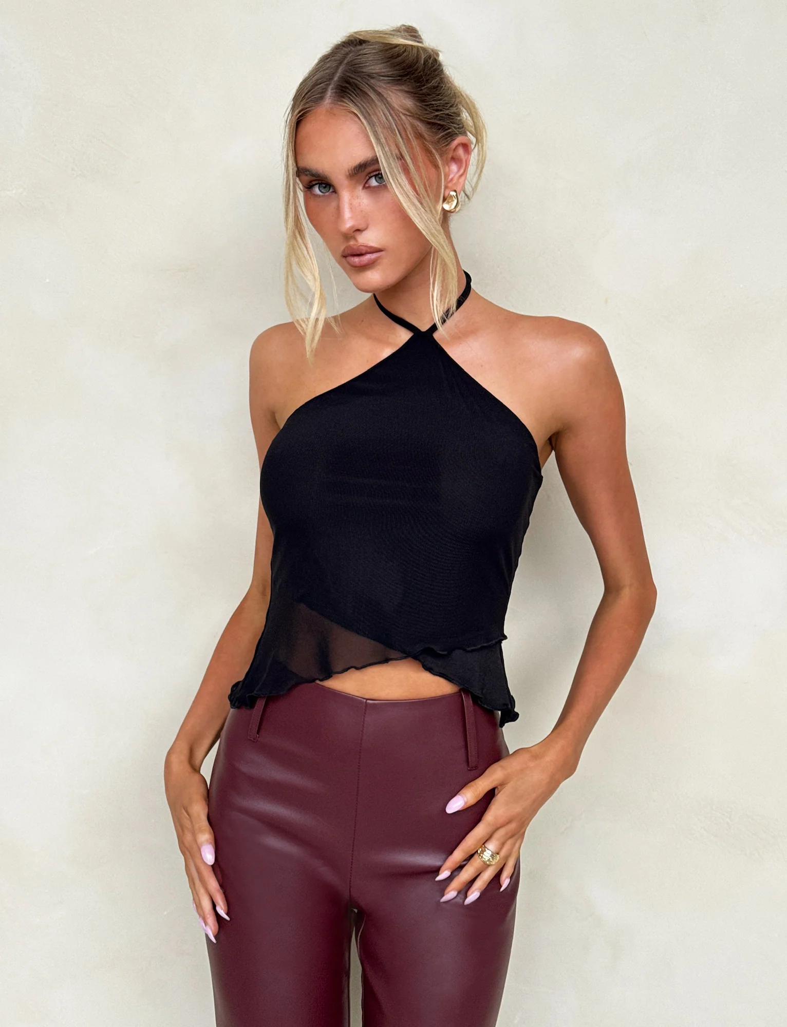 PU TEDDIE PANT - RED : CHERRY RED