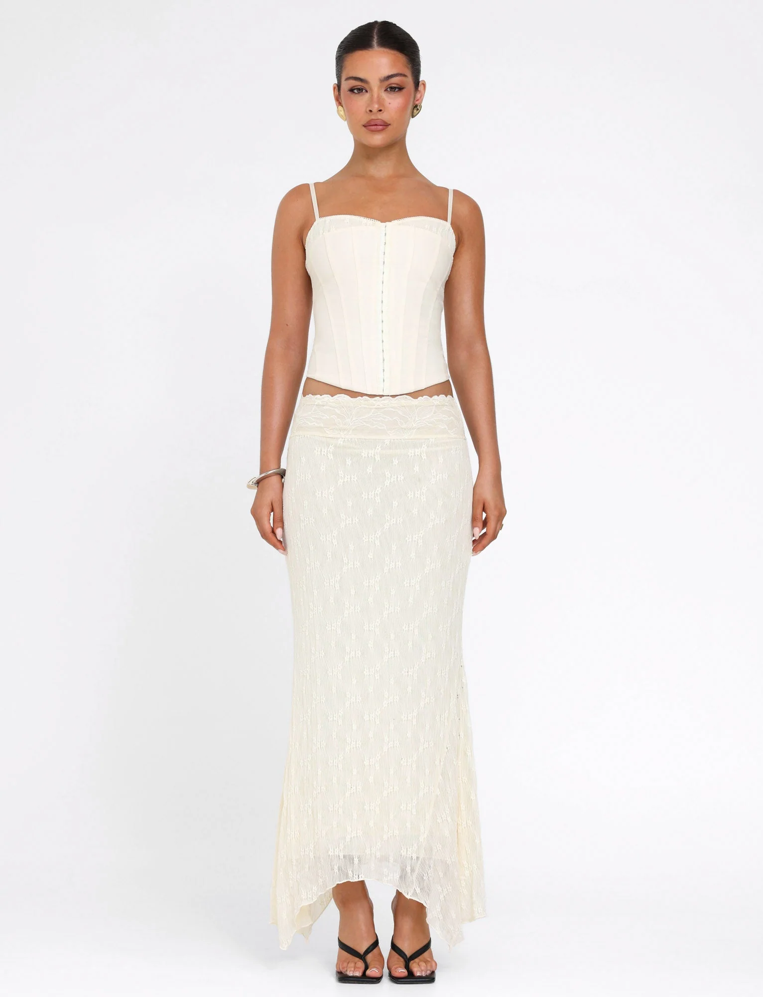 ANTONELLA MIDI SKIRT - WHITE : LACE : CREAM