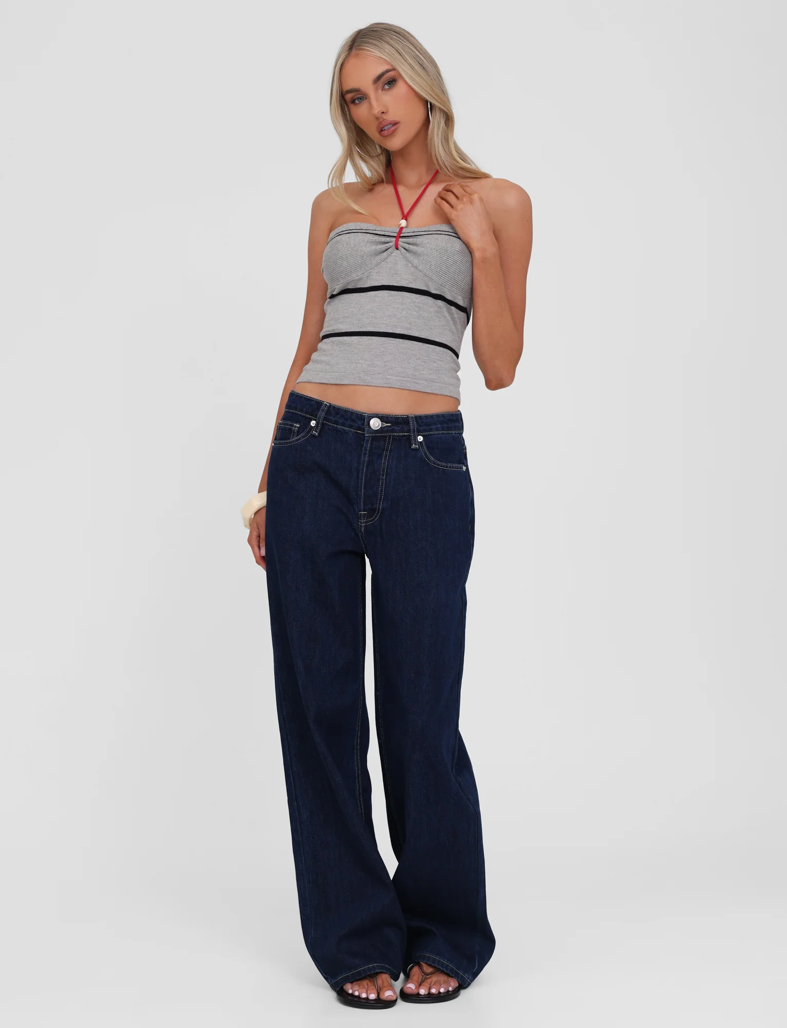 NOUR TOP - GREY STRIPE