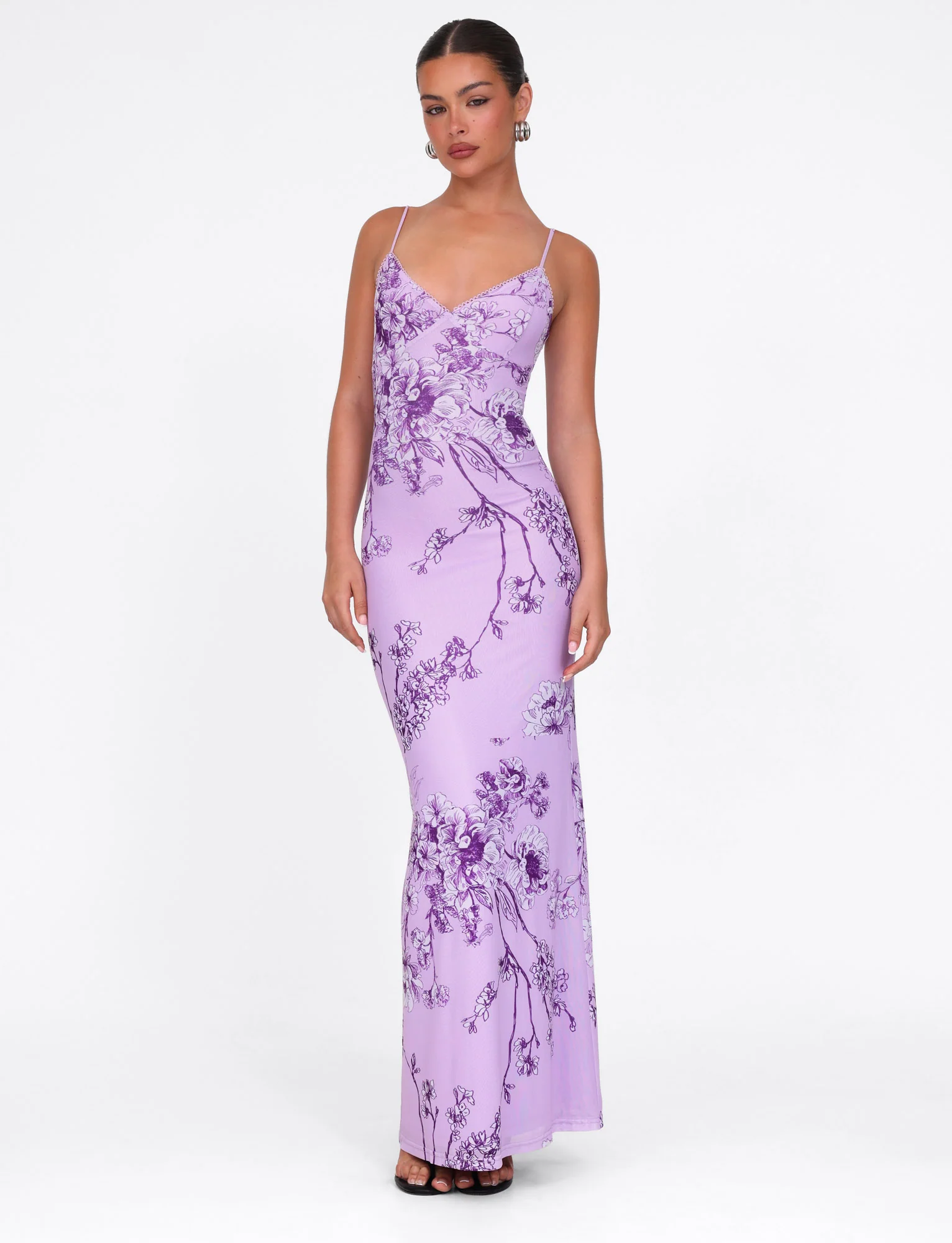 JULIANNA DRESS - PURPLE : FLORAL : PURPLE CERAMIC FLORAL
