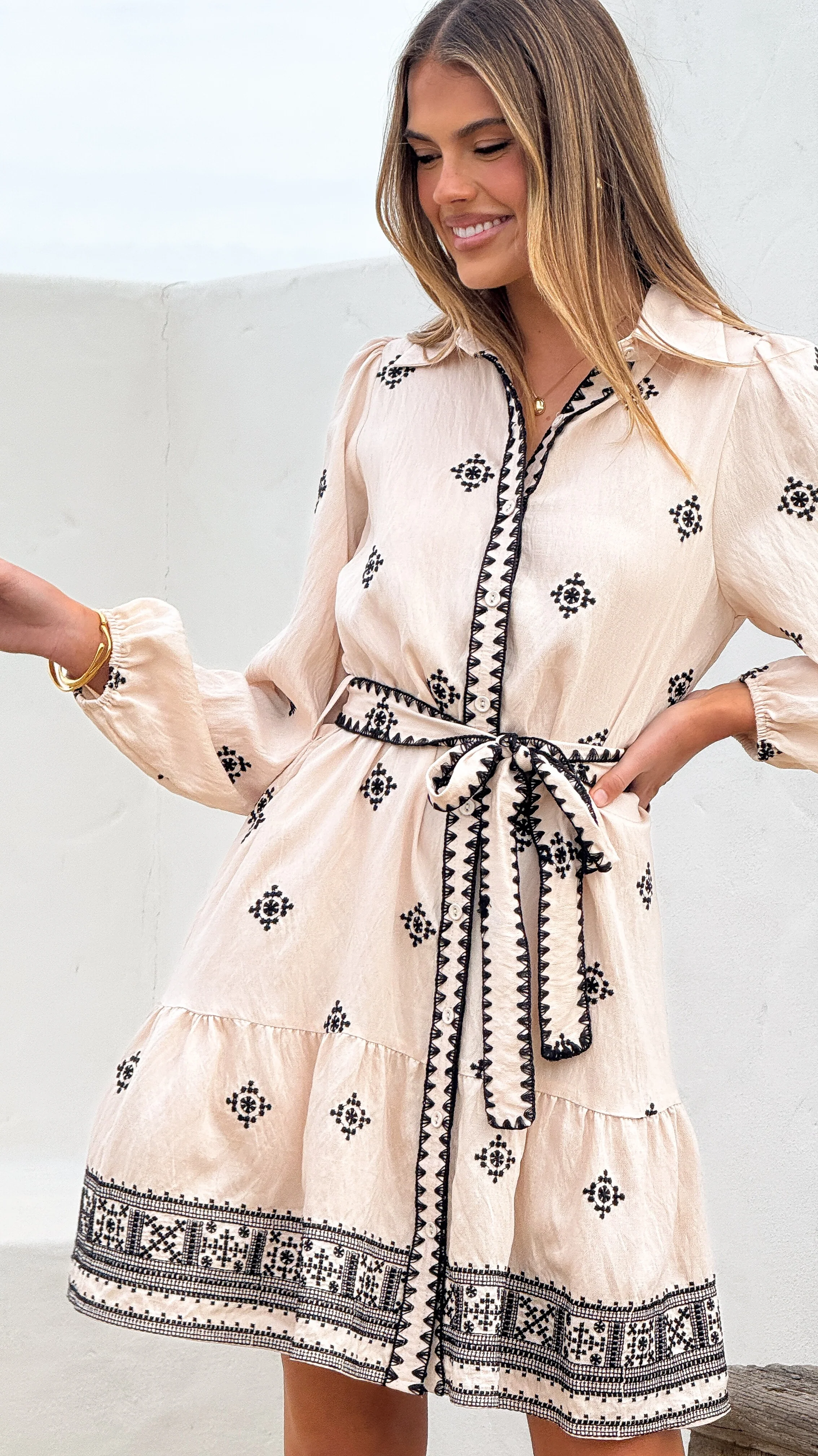 Delainey Mini Dress - Beige/Black