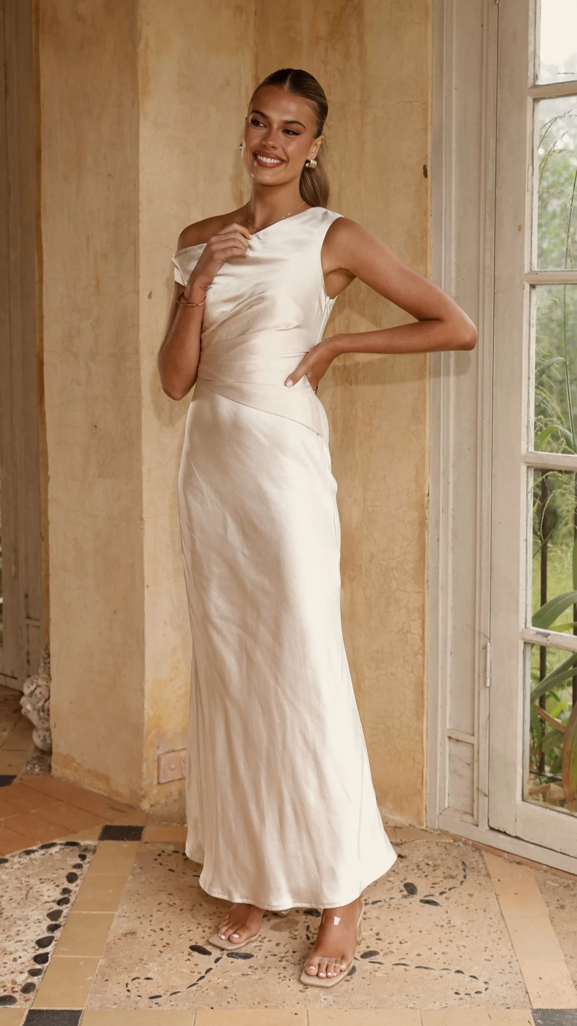 Auria Off Shoulder Maxi Dress - Champagne