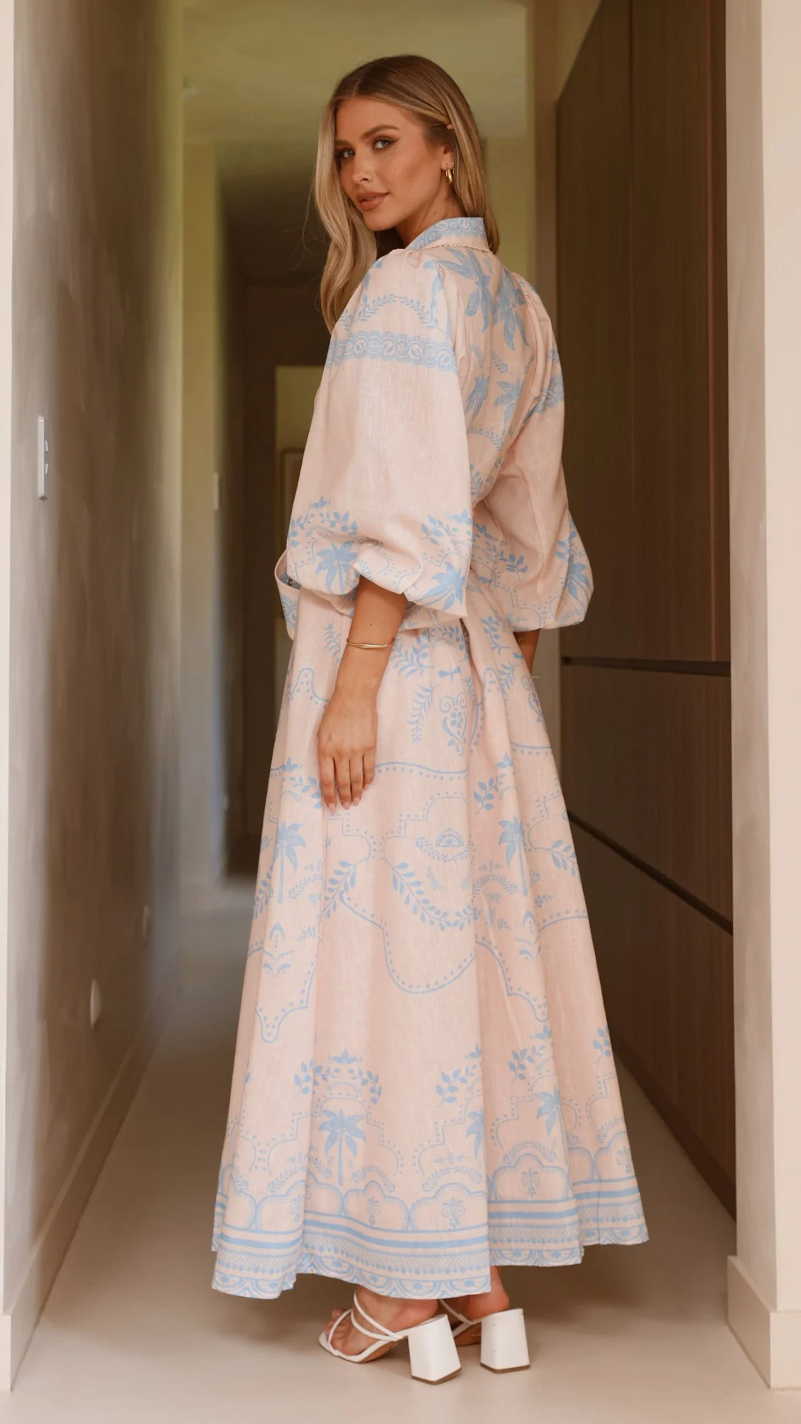 Xander Long Sleeve Maxi Dress - Blue
