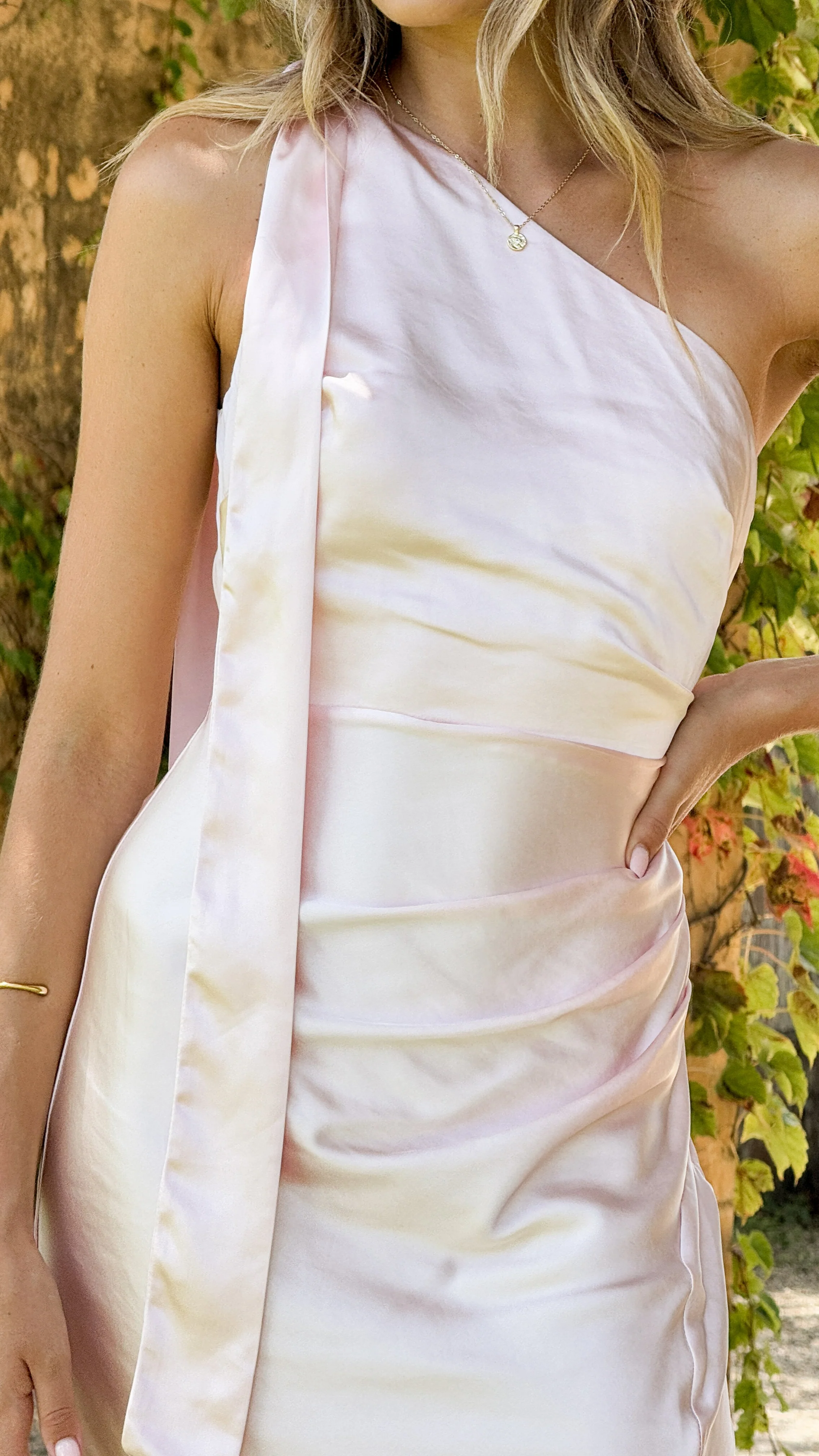 Halle One Shoulder Maxi Dress - Pink