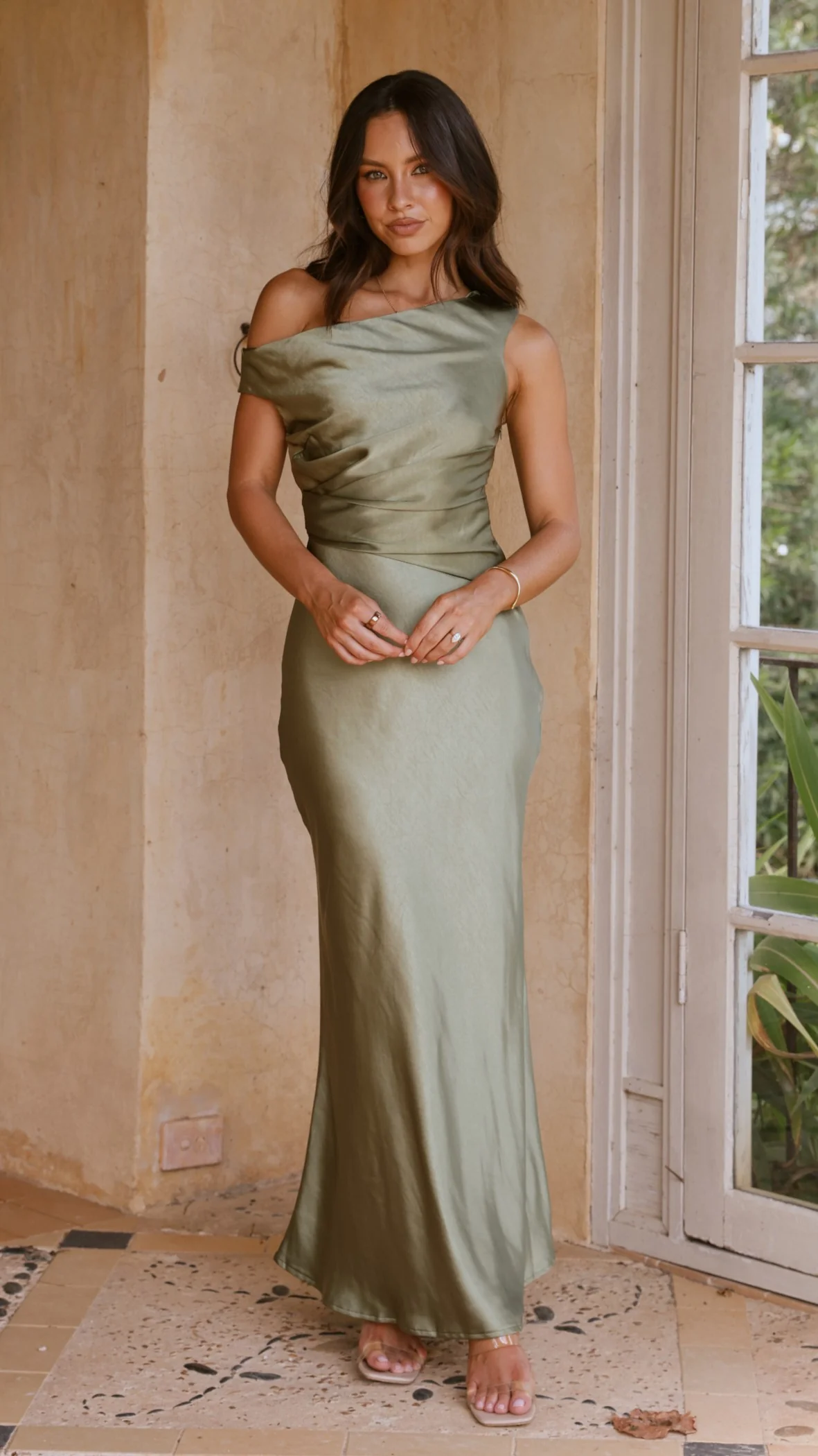 Auria Off Shoulder Maxi Dress - Olive