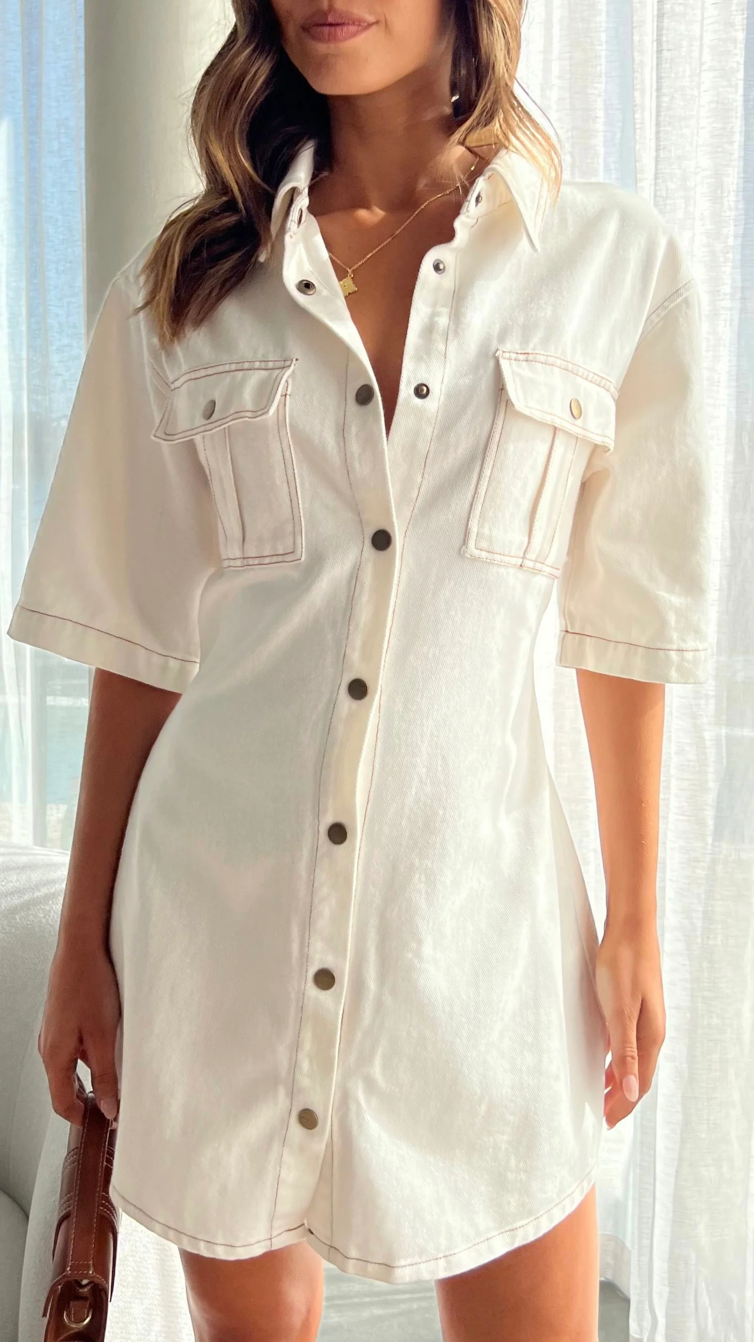 Raz Mini Dress - White Denim