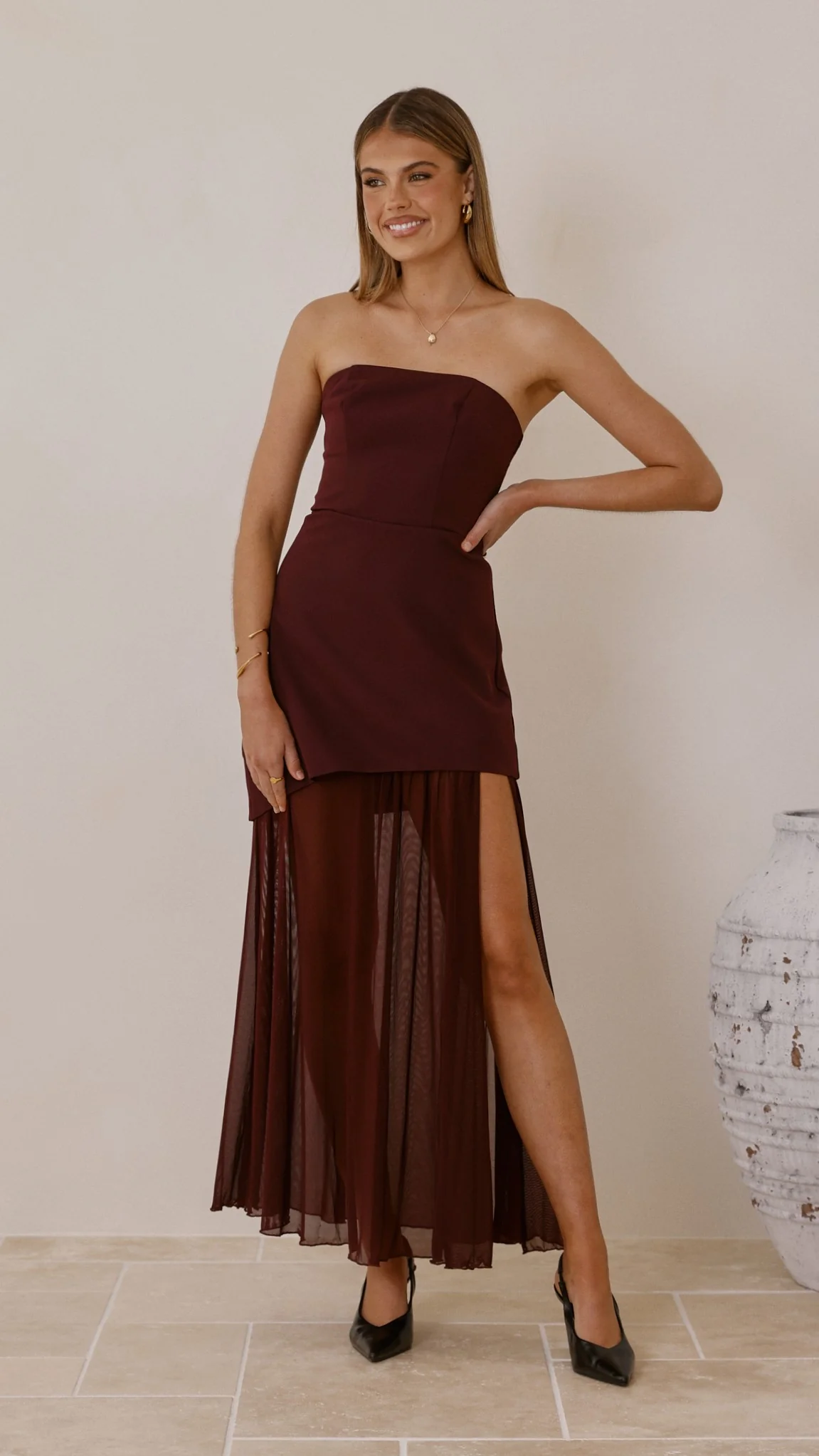Fenella Asymmetrical Maxi Dress - Plum