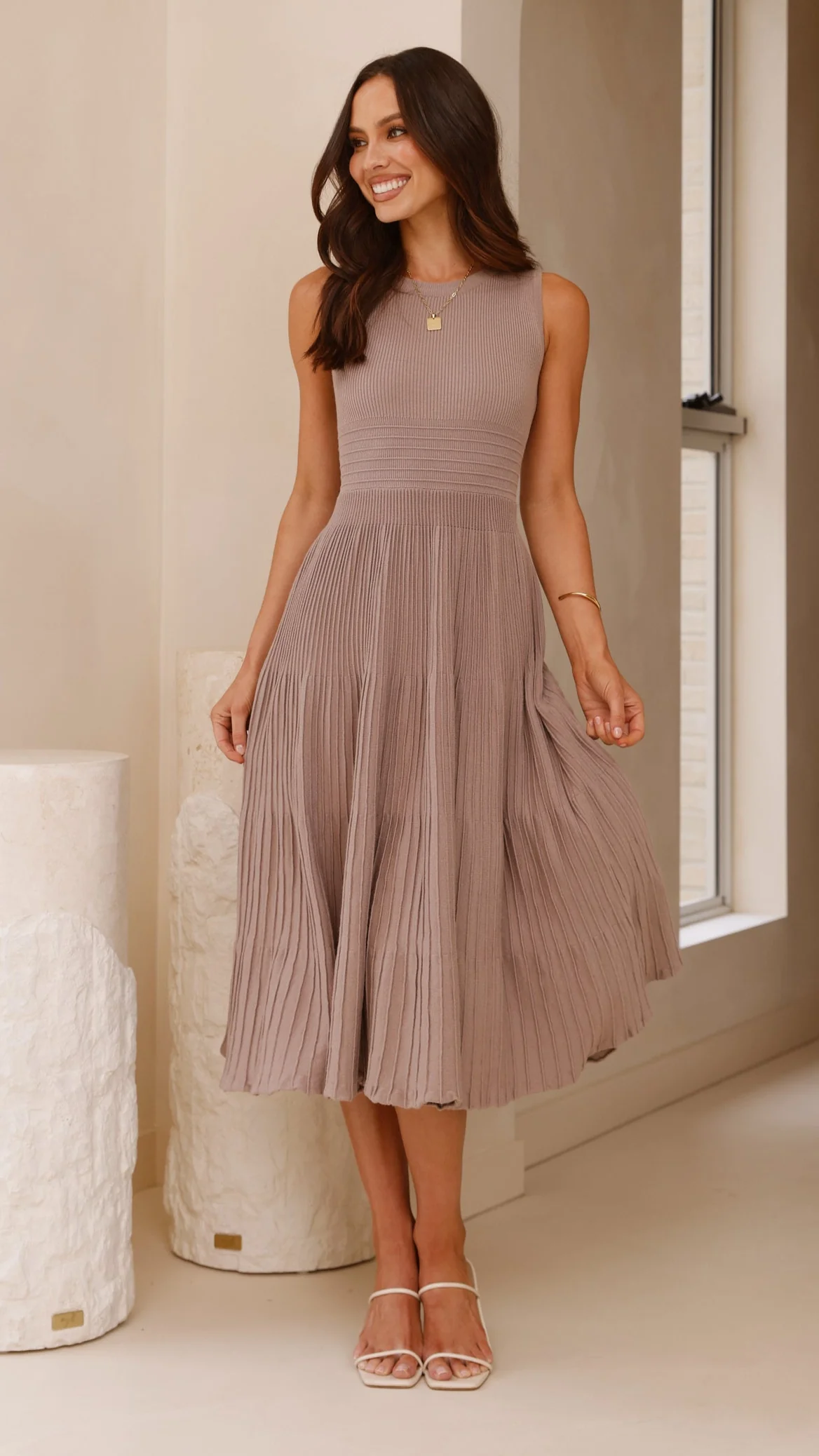 Kaida Midi Dress - Mocha