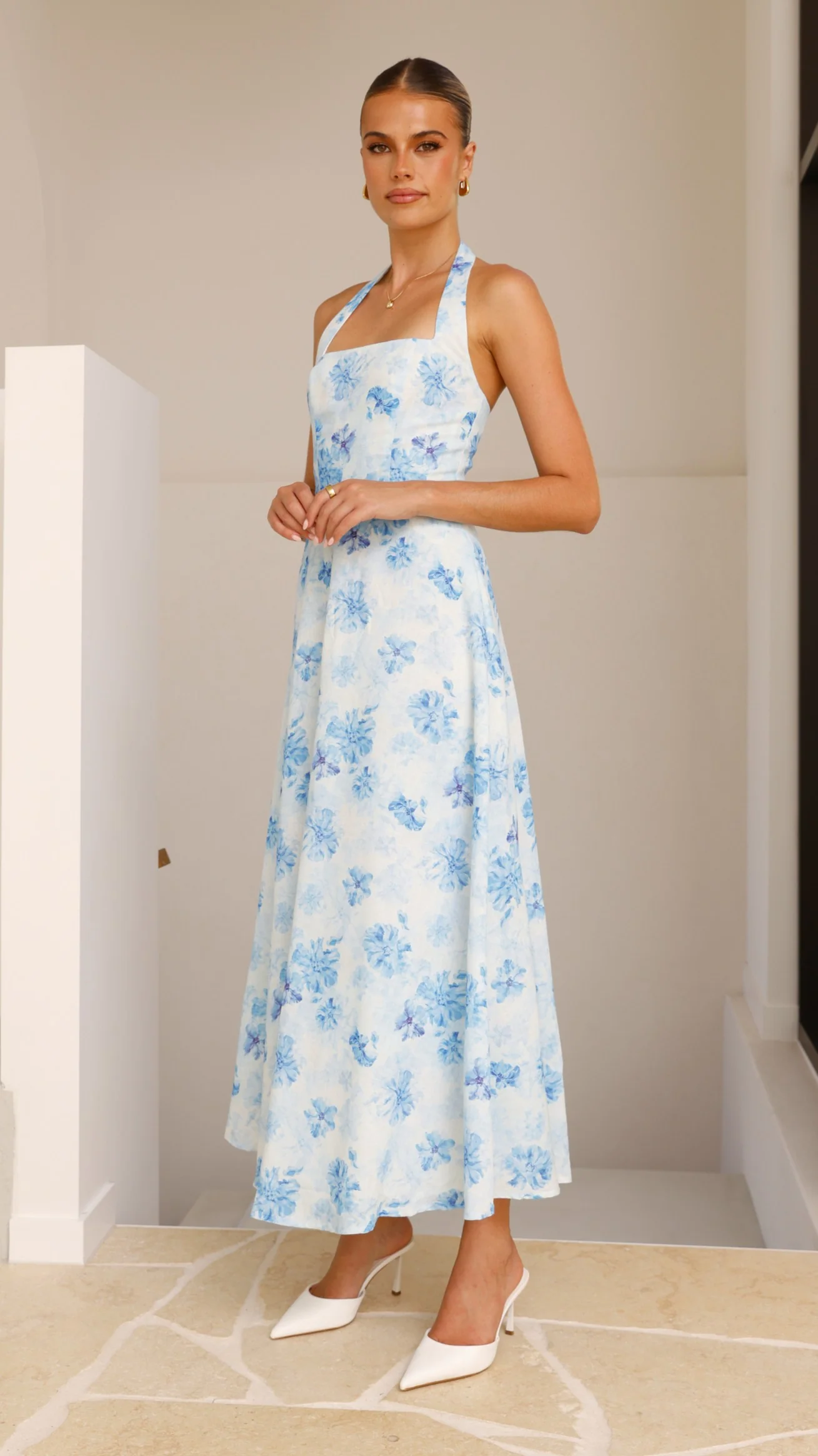 Mady Maxi Dress - Blue Floral