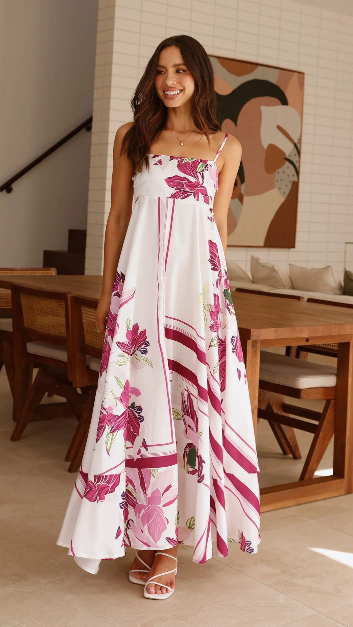 Kaethe Maxi Dress - White/Pink