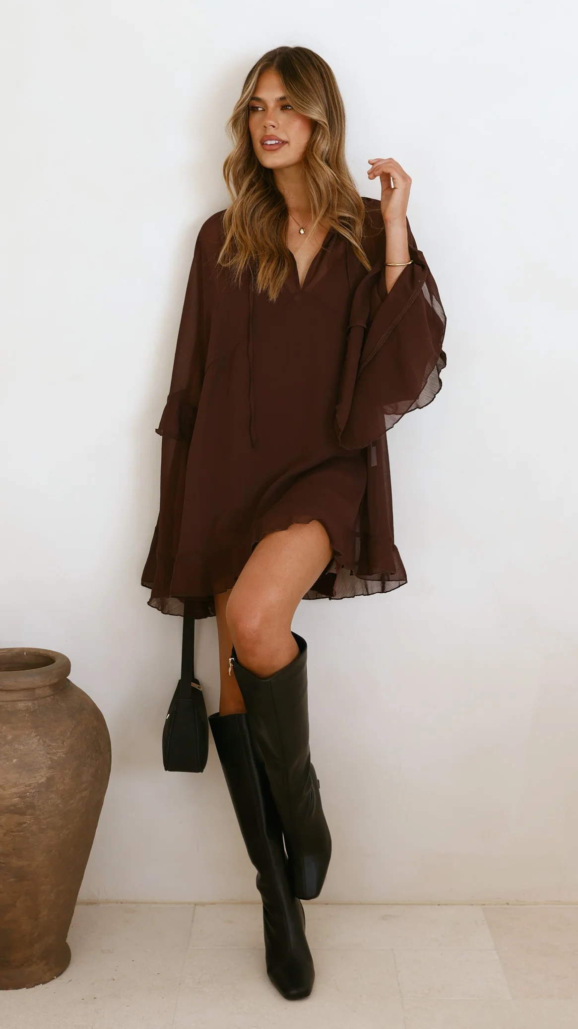 Leera Mini Dress - Chocolate