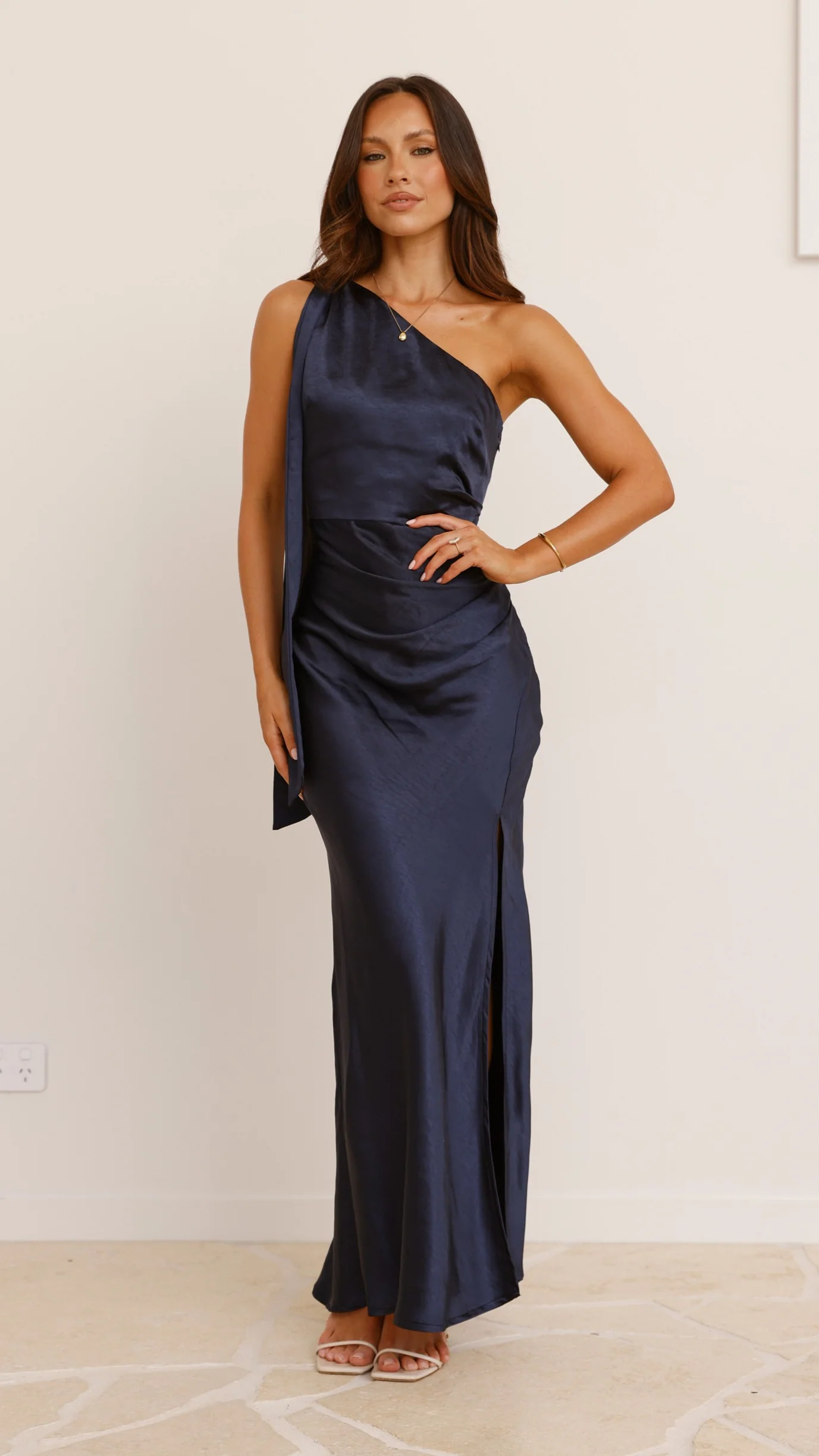 Halle One Shoulder Maxi Dress - Navy