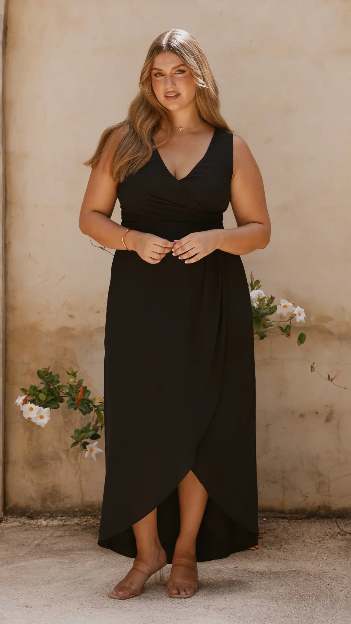 Pamela V Neck Maxi Dress - Black