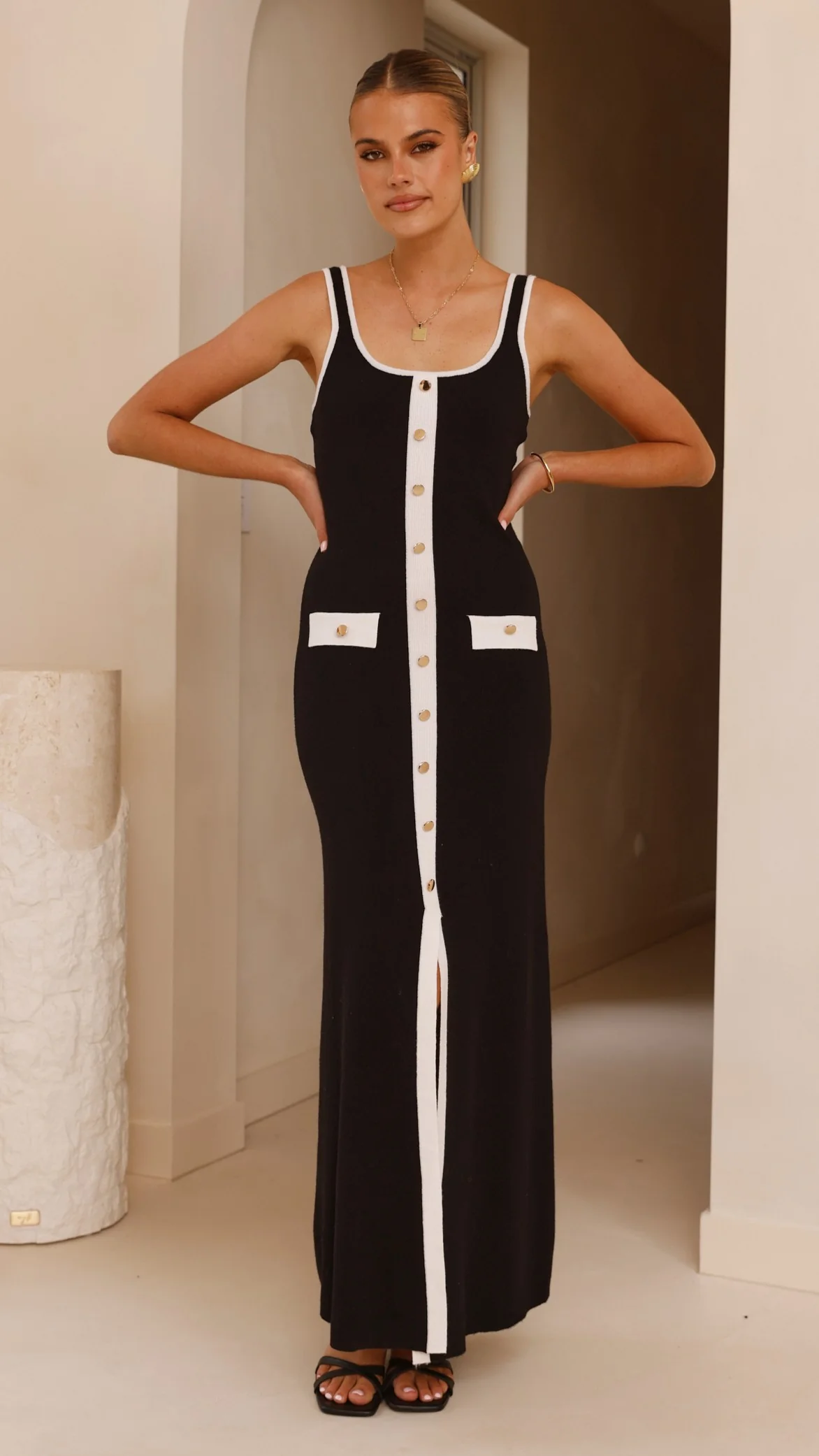Rhi Maxi Dress - Black/White
