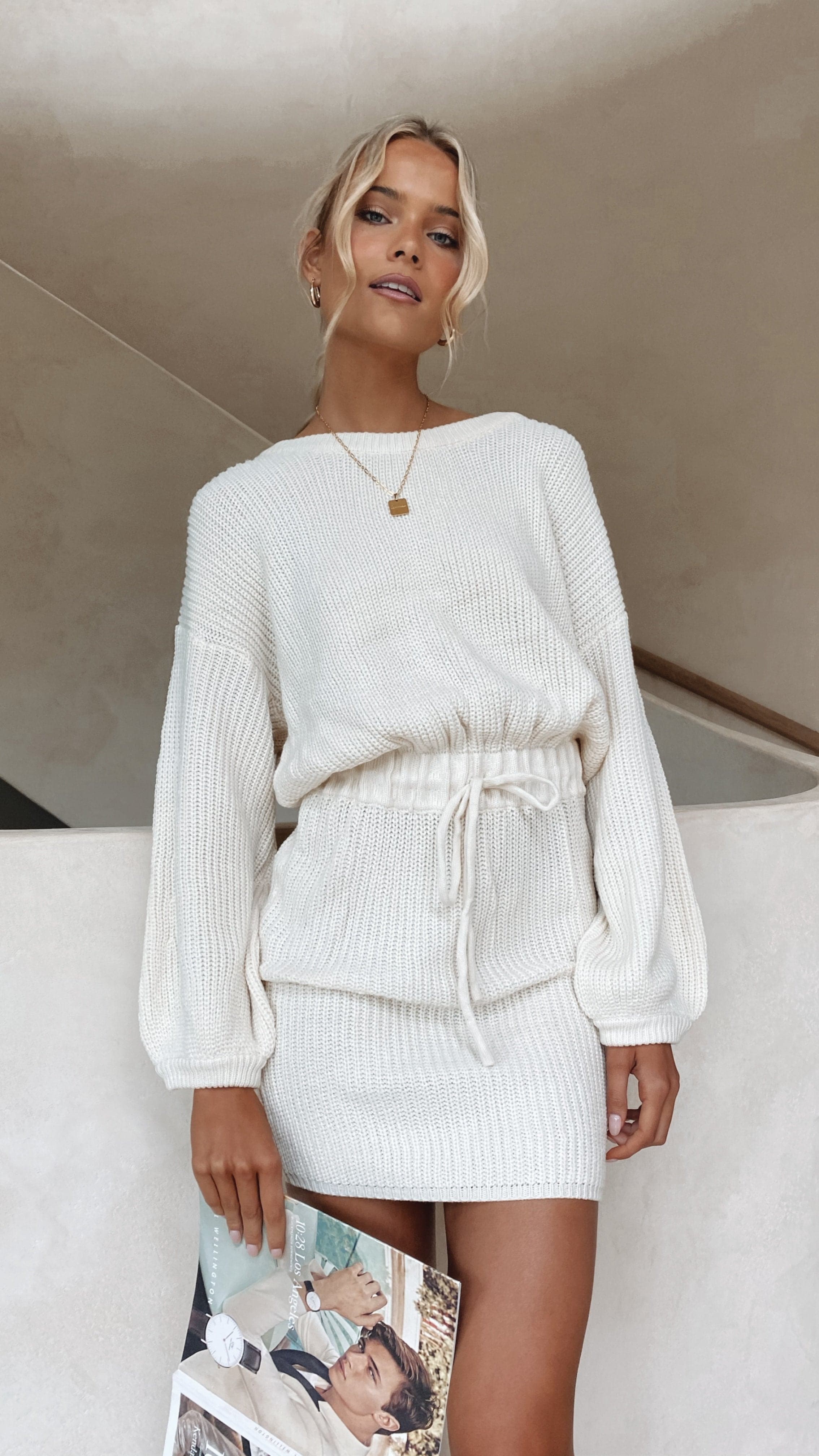 Feya Knit Mini Dress - Cream