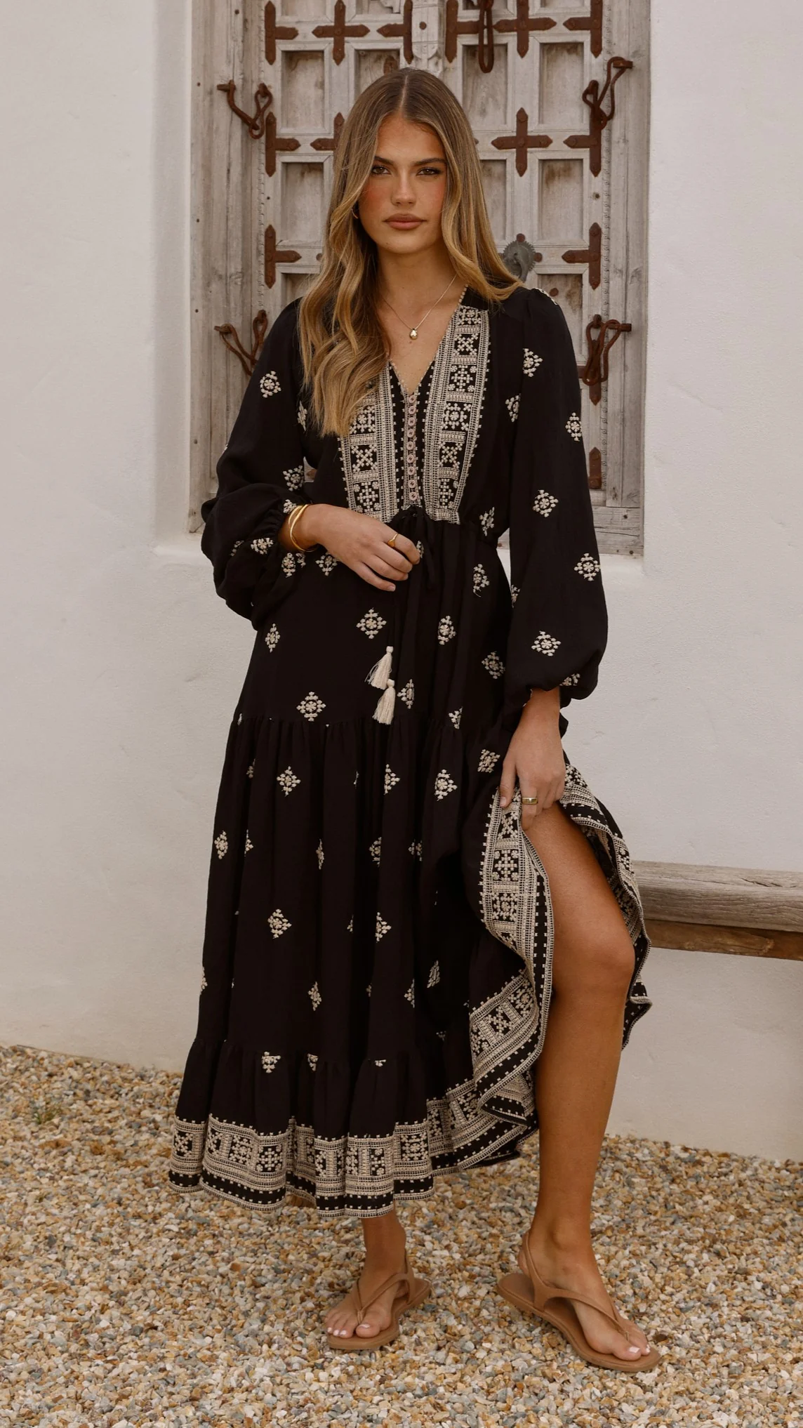 Ellarose Maxi Dress - Black/Beige
