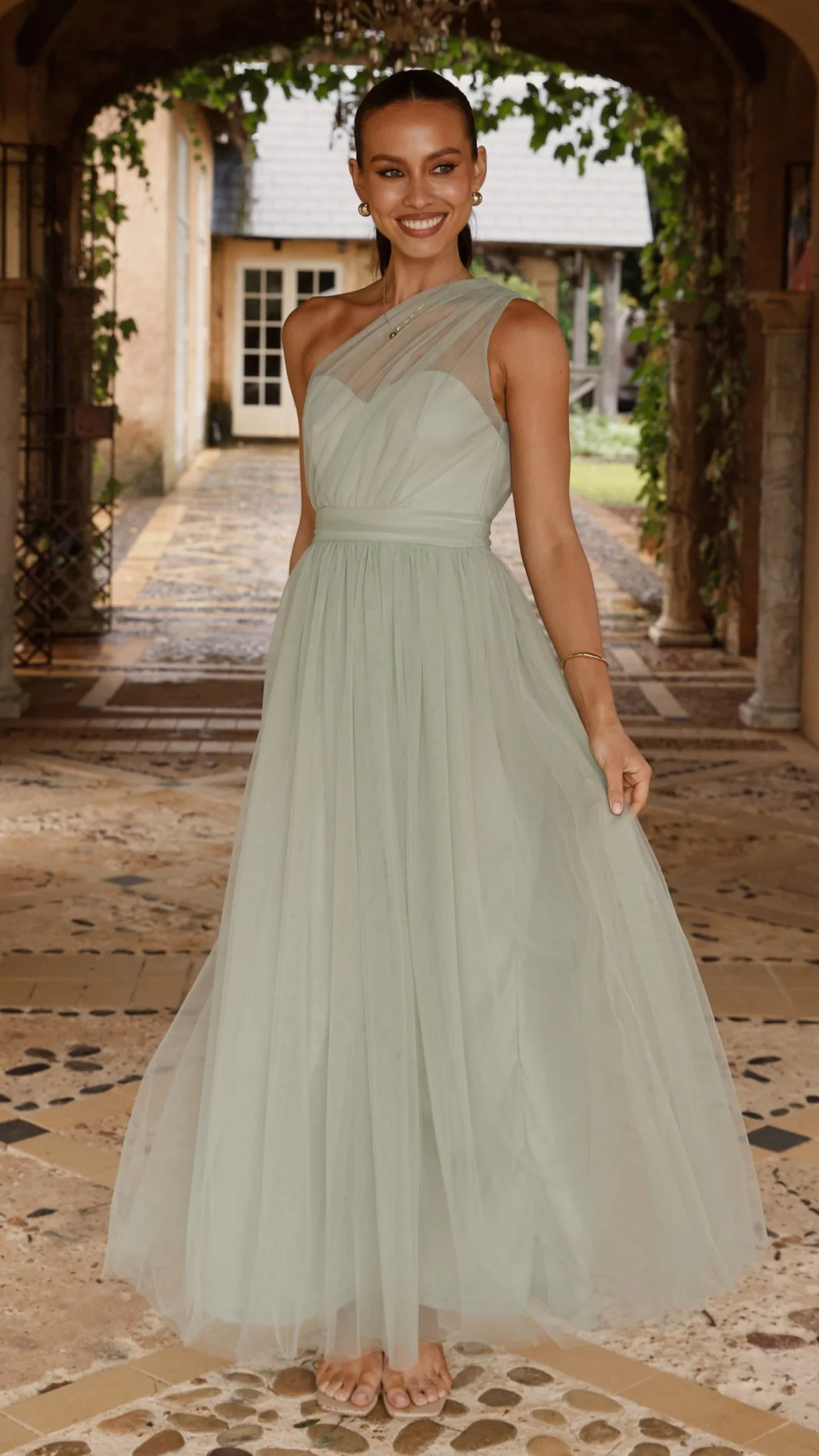 Talissa Tulle Maxi Dress - Sage