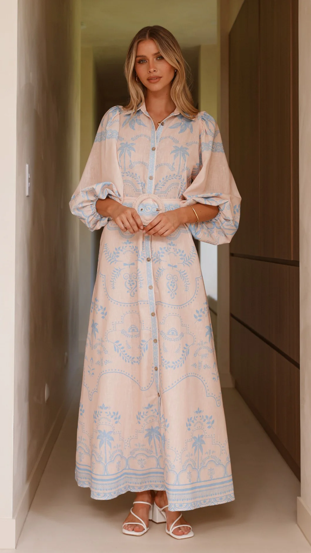 Xander Long Sleeve Maxi Dress - Blue