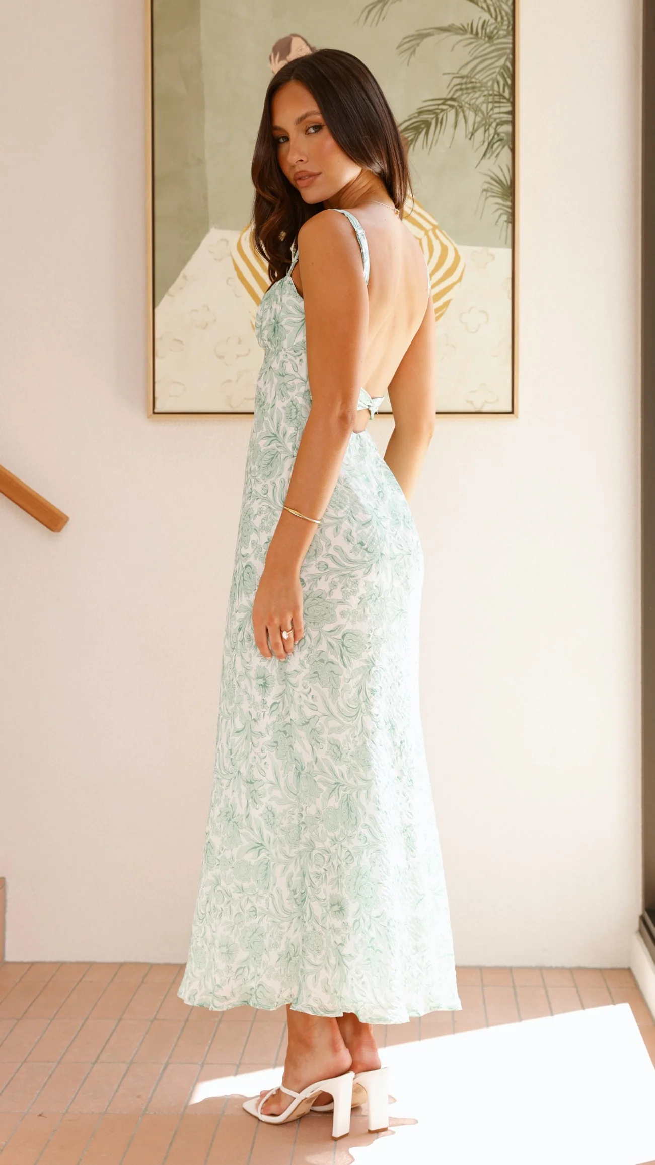 Margo Midi Dress - Green Flower