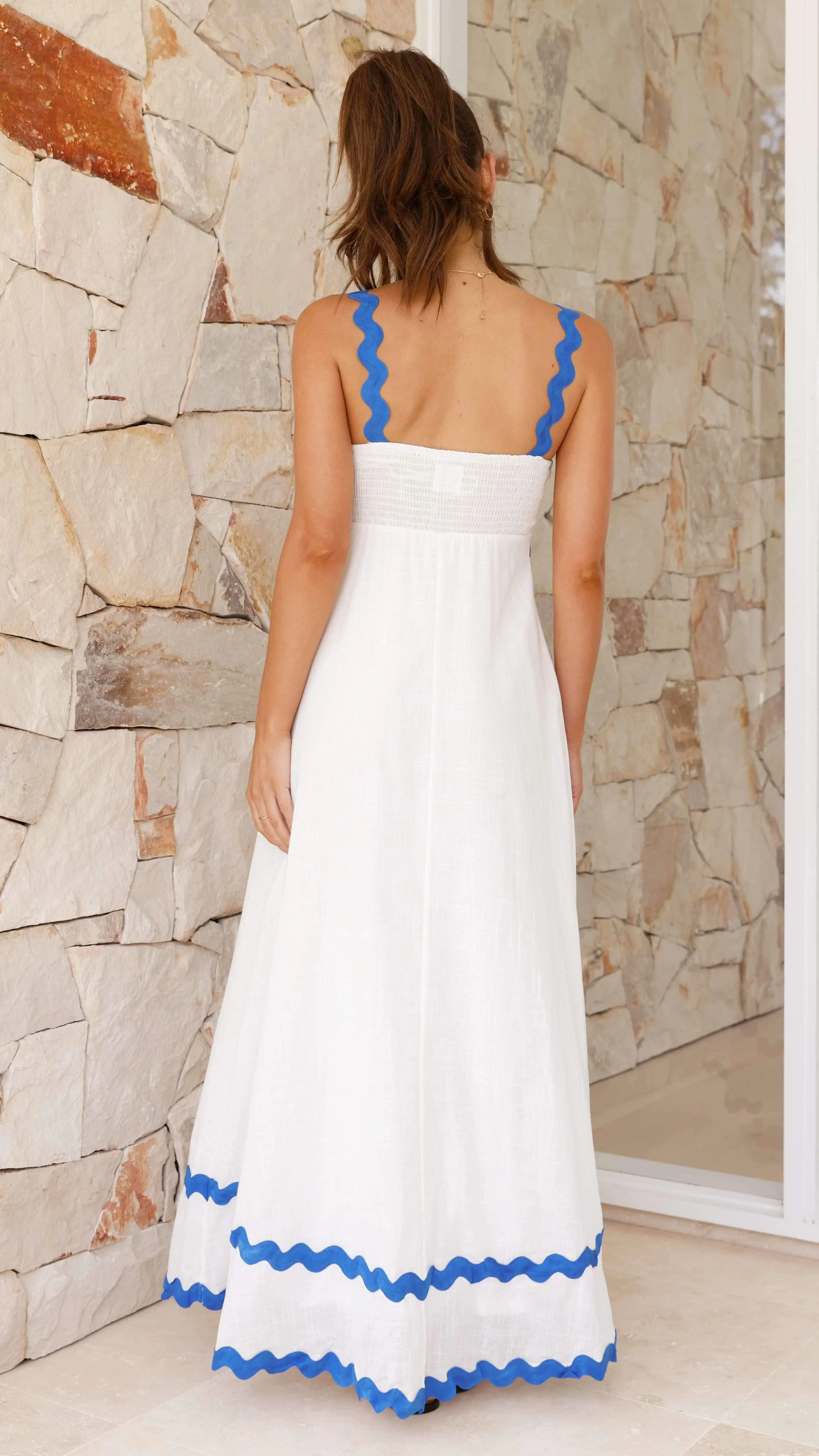 Daleyza Maxi Dress - White / Blue