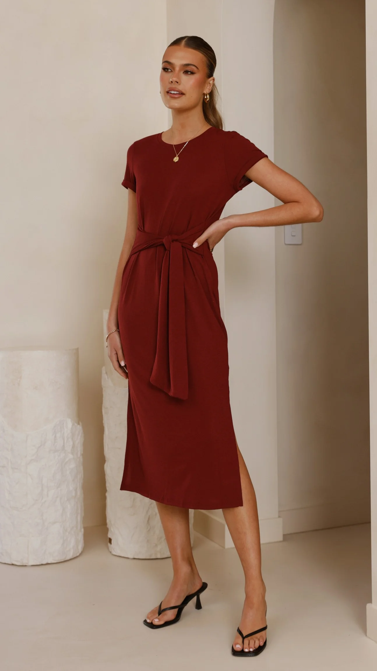 Valier Midi Dress - Wine