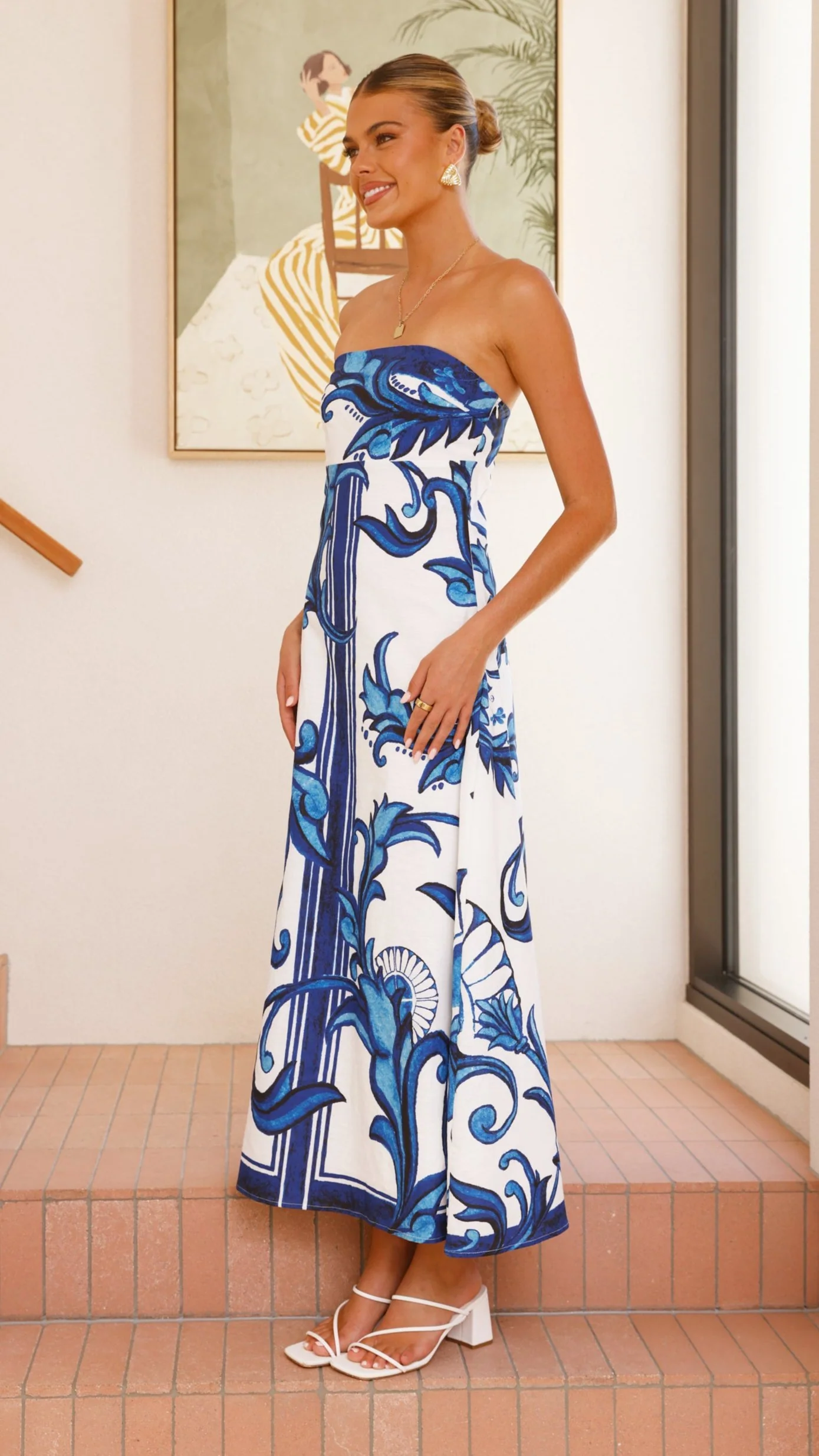 Madra Maxi Dress - Sapphire / White Zayna
