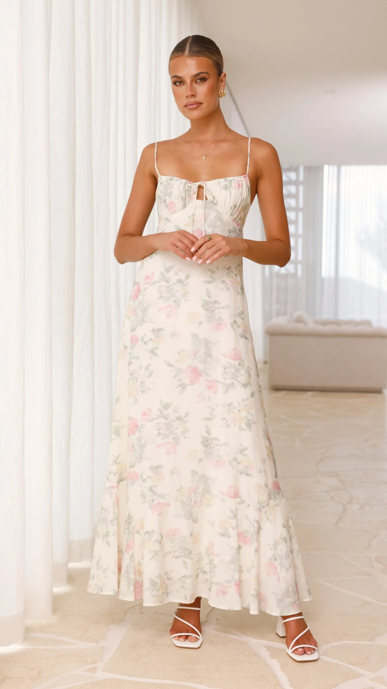 Nova Maxi Dress - White Floral