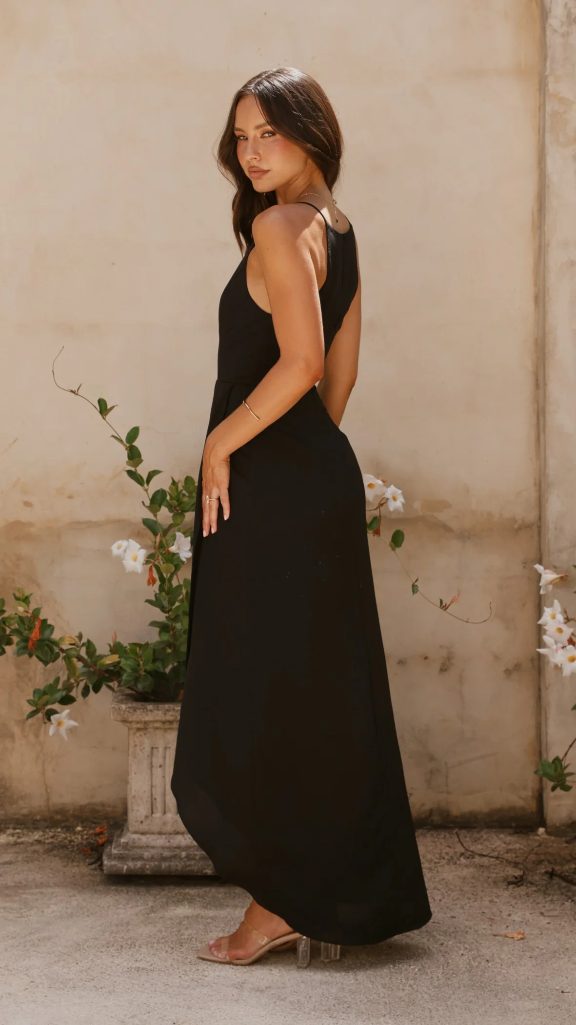 Genevieve Boat Neck Maxi Dress - Black