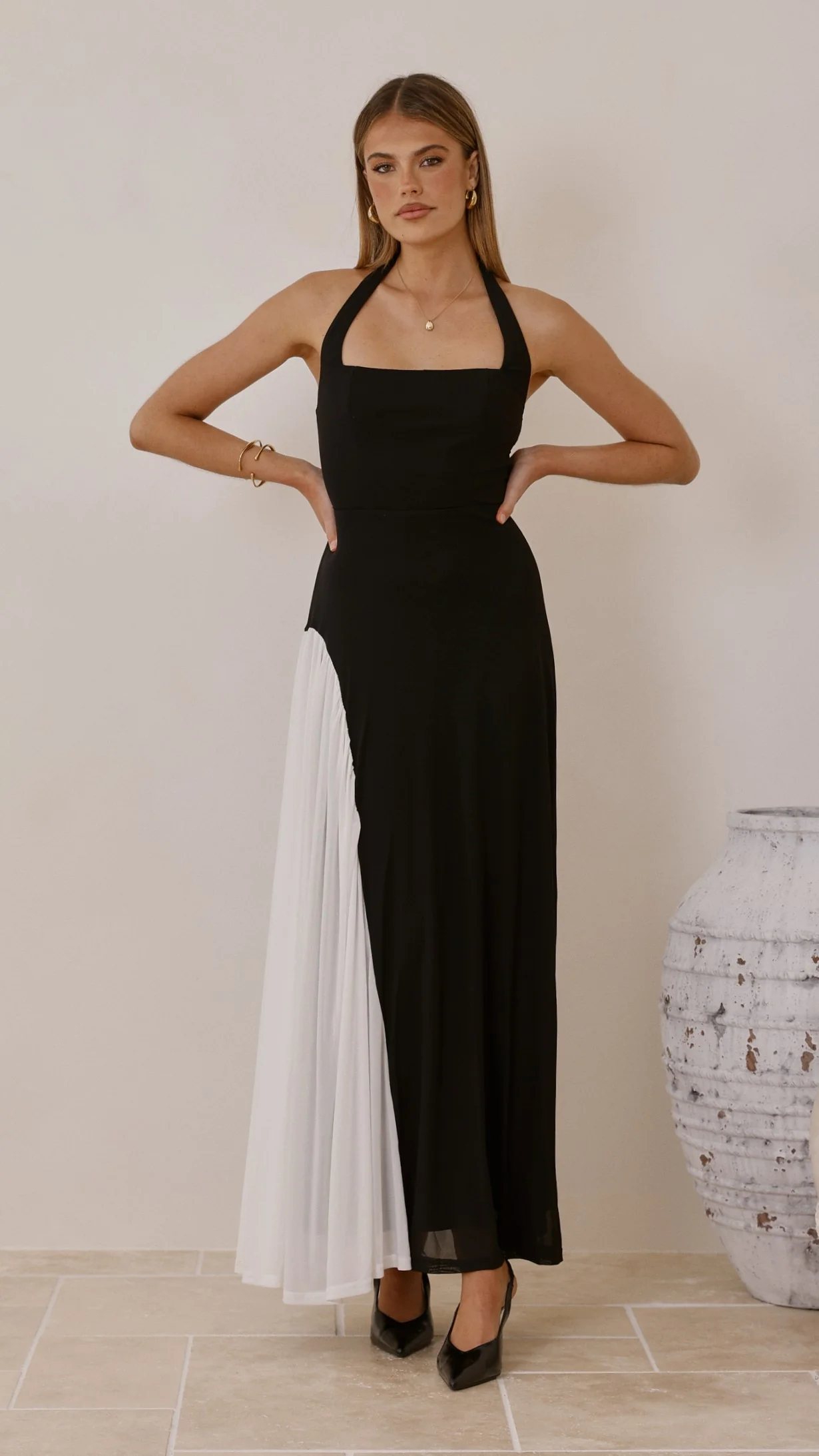 Cia Maxi Dress - Black/White