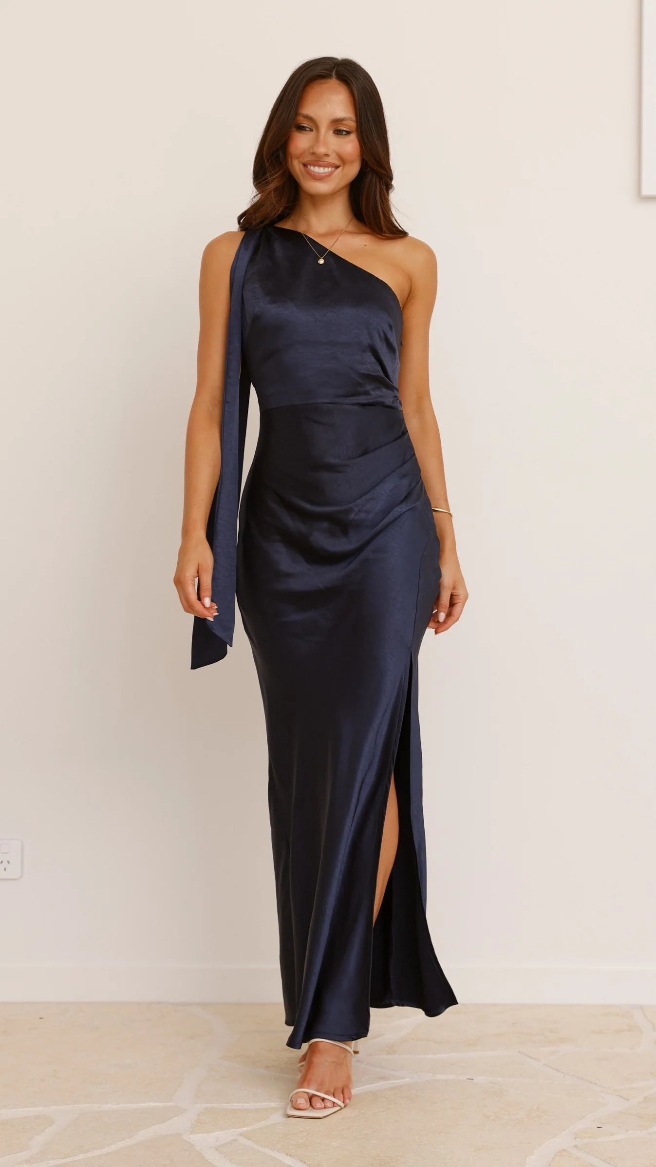Halle One Shoulder Maxi Dress - Navy