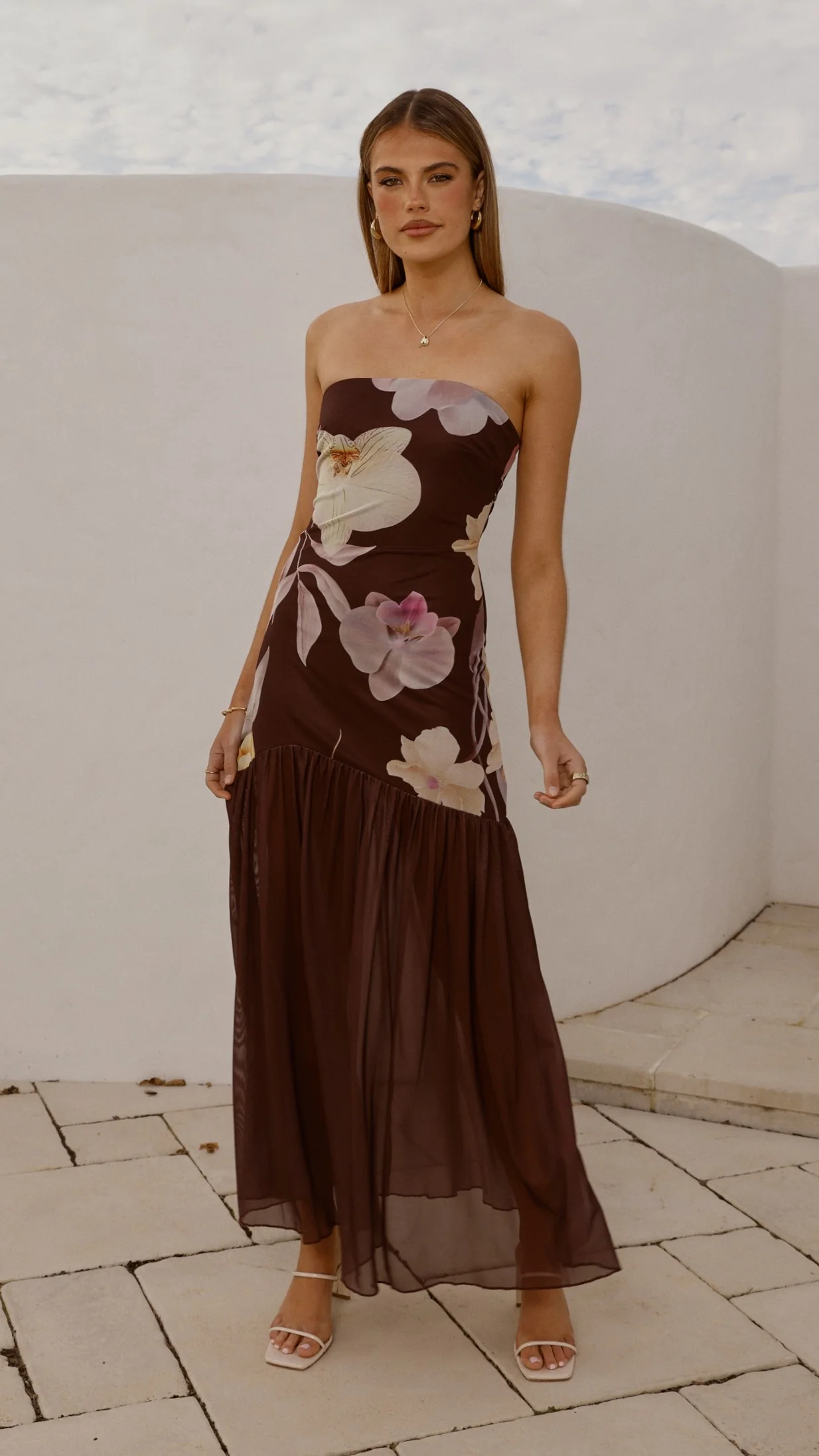 Elle Maxi Dress - Brown Floral