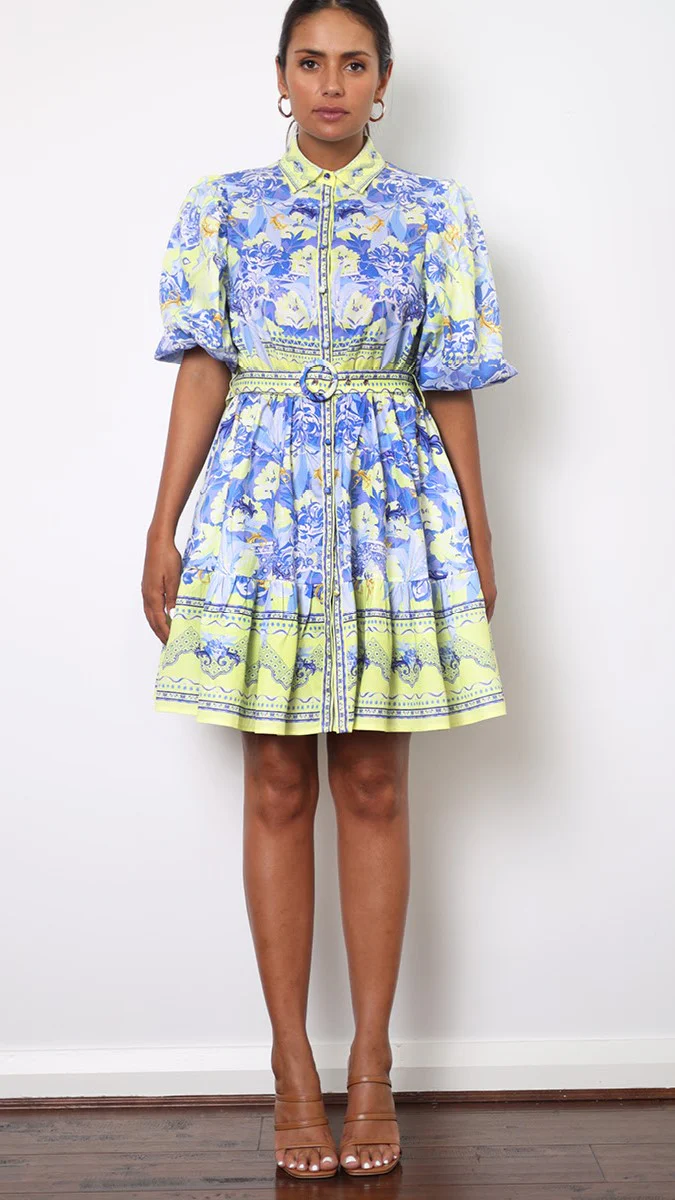 Kalliope Mini Dress - Blue/Yellow