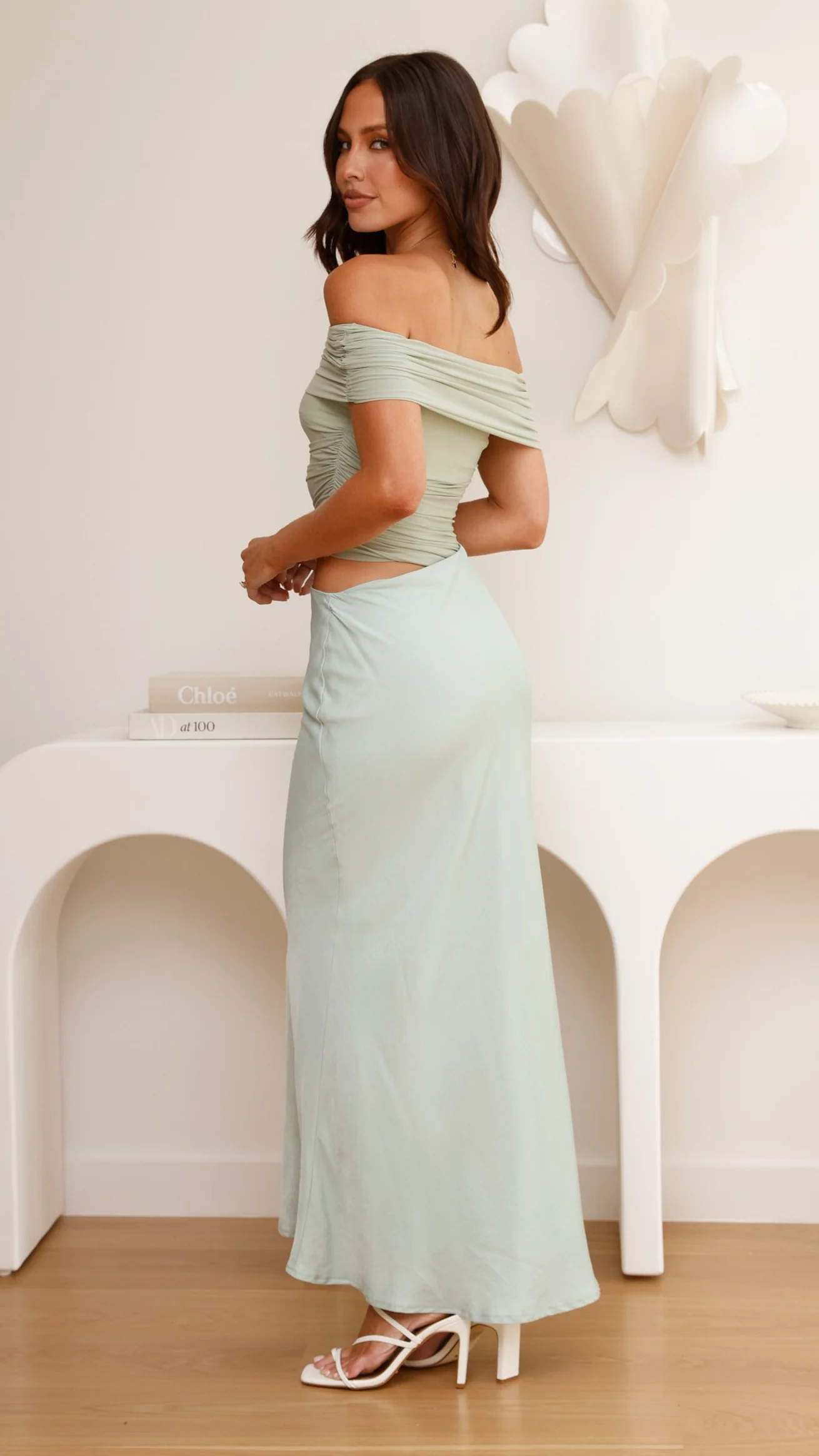 Daena Off Shoulder Maxi Dress - Sage
