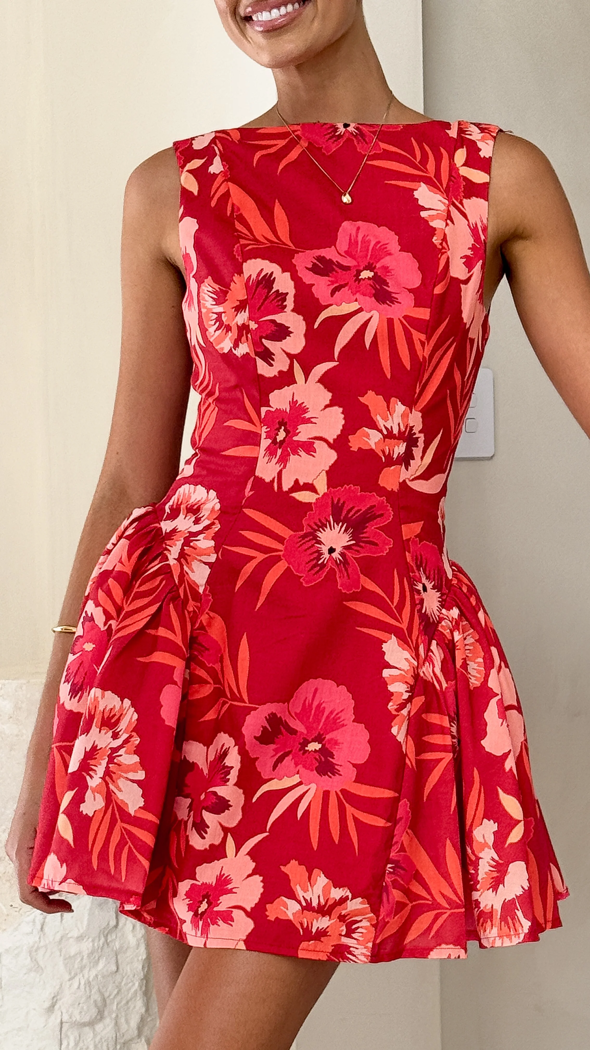 Canika Mini Dress - Red Floral