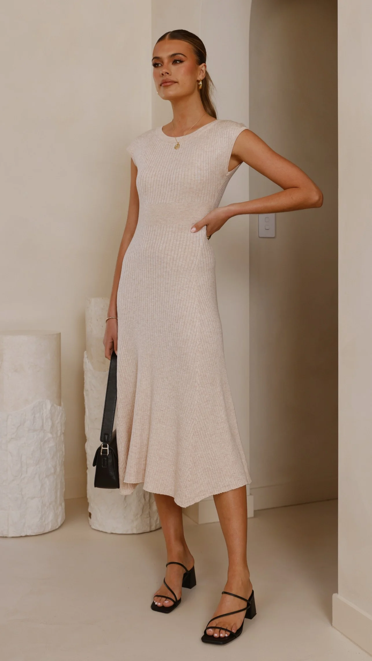 Seona Knit Midi Dress - Natural