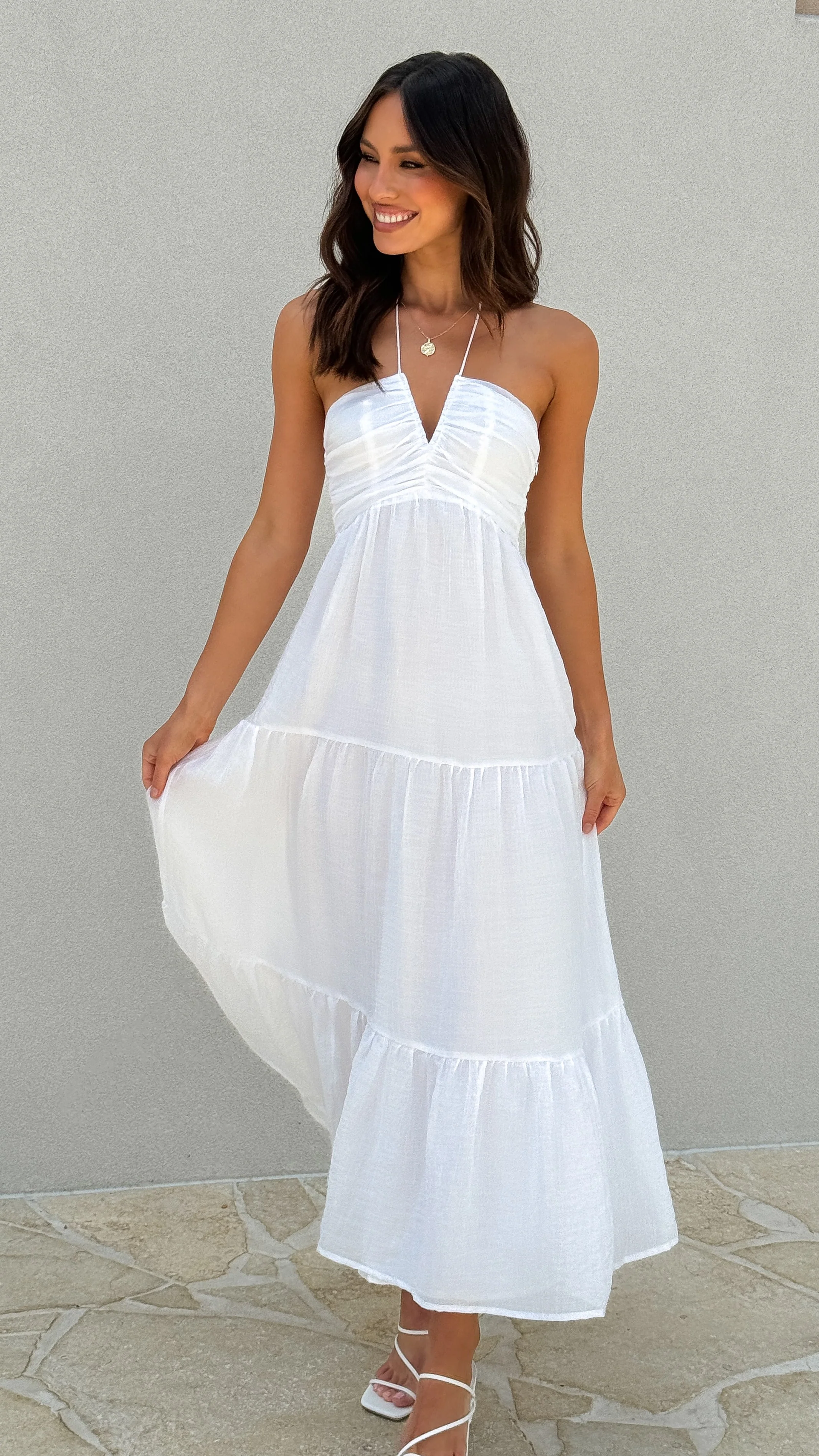 Taffeta Maxi Dress - White