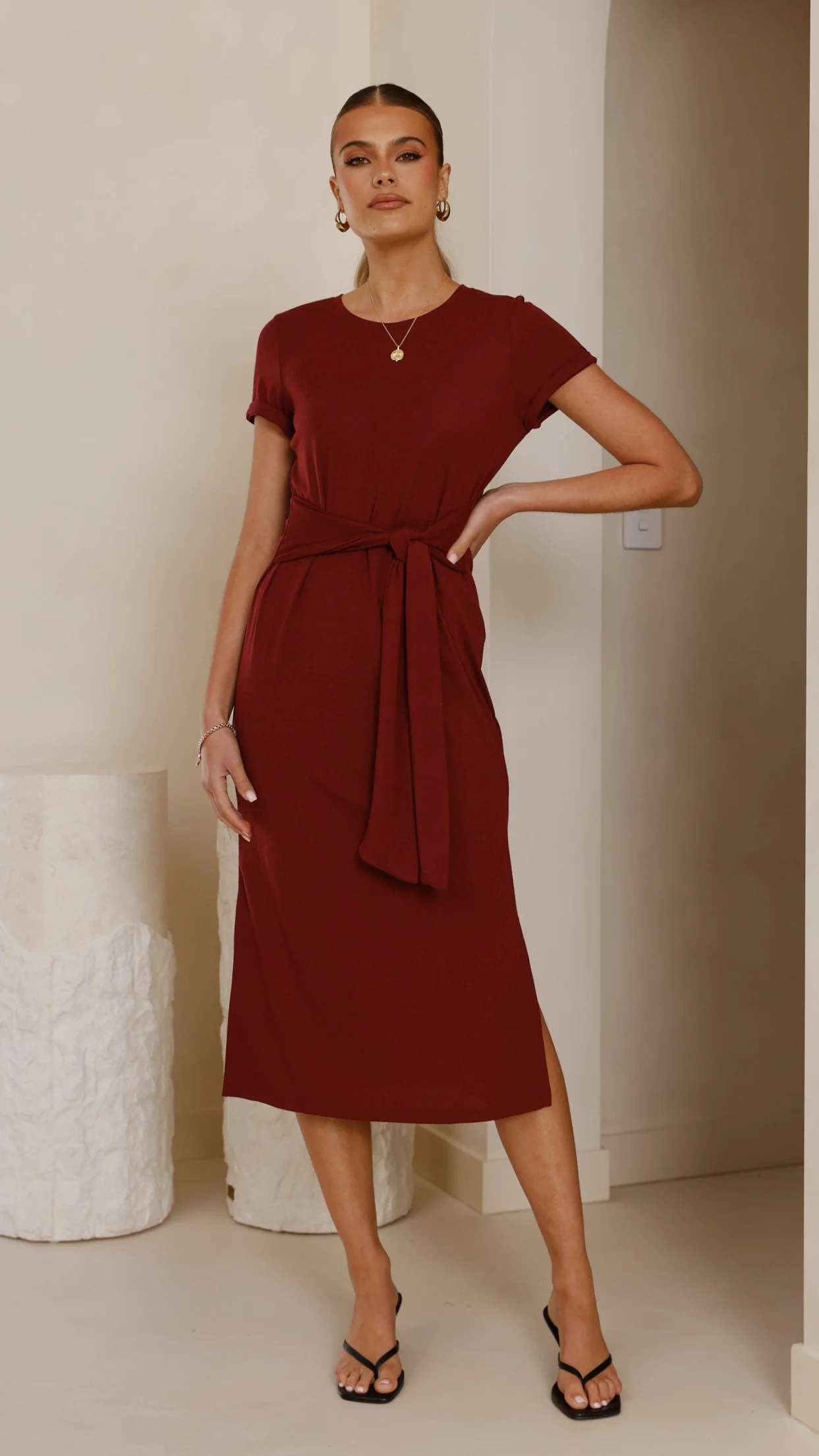 Valier Midi Dress - Wine