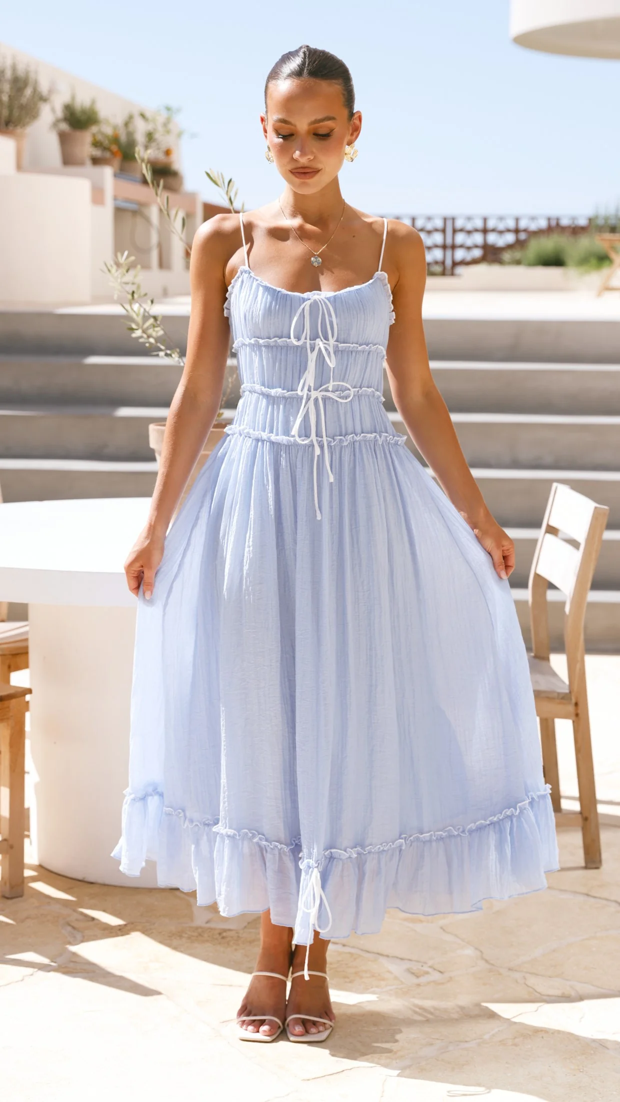 Halo Maxi Dress - Blue / White