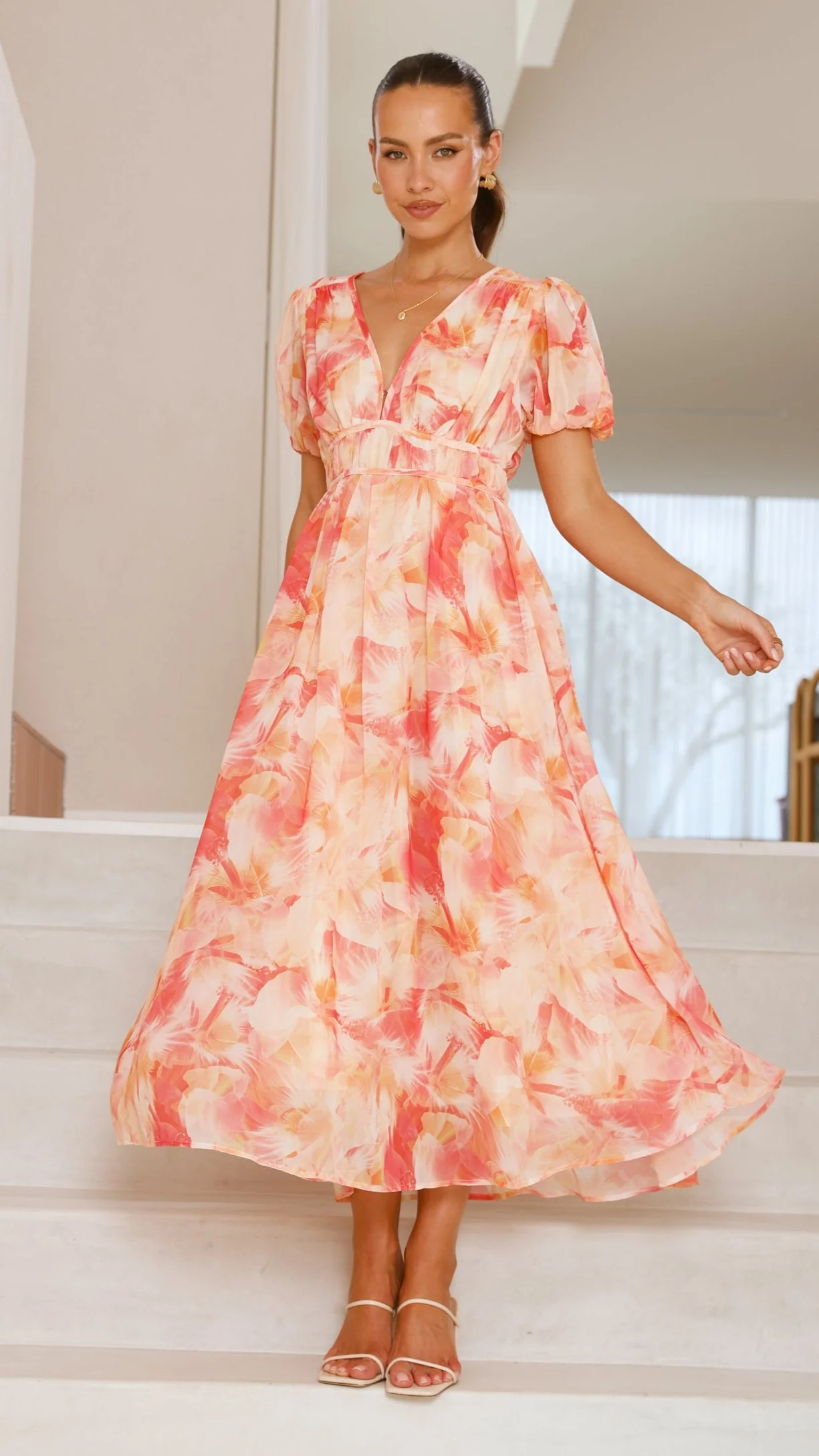 Talma Maxi Dress - Orange Floral