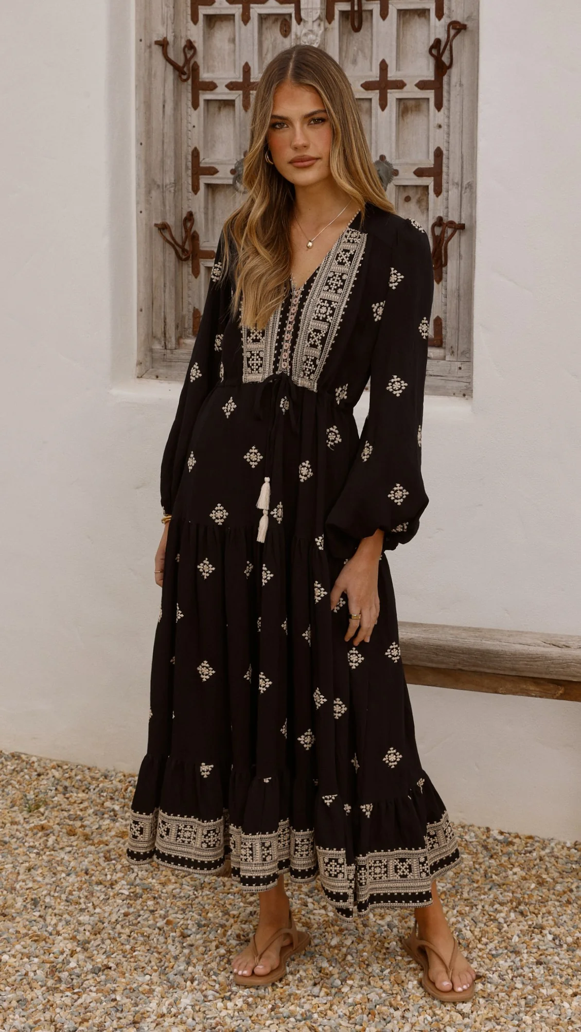 Ellarose Maxi Dress - Black/Beige