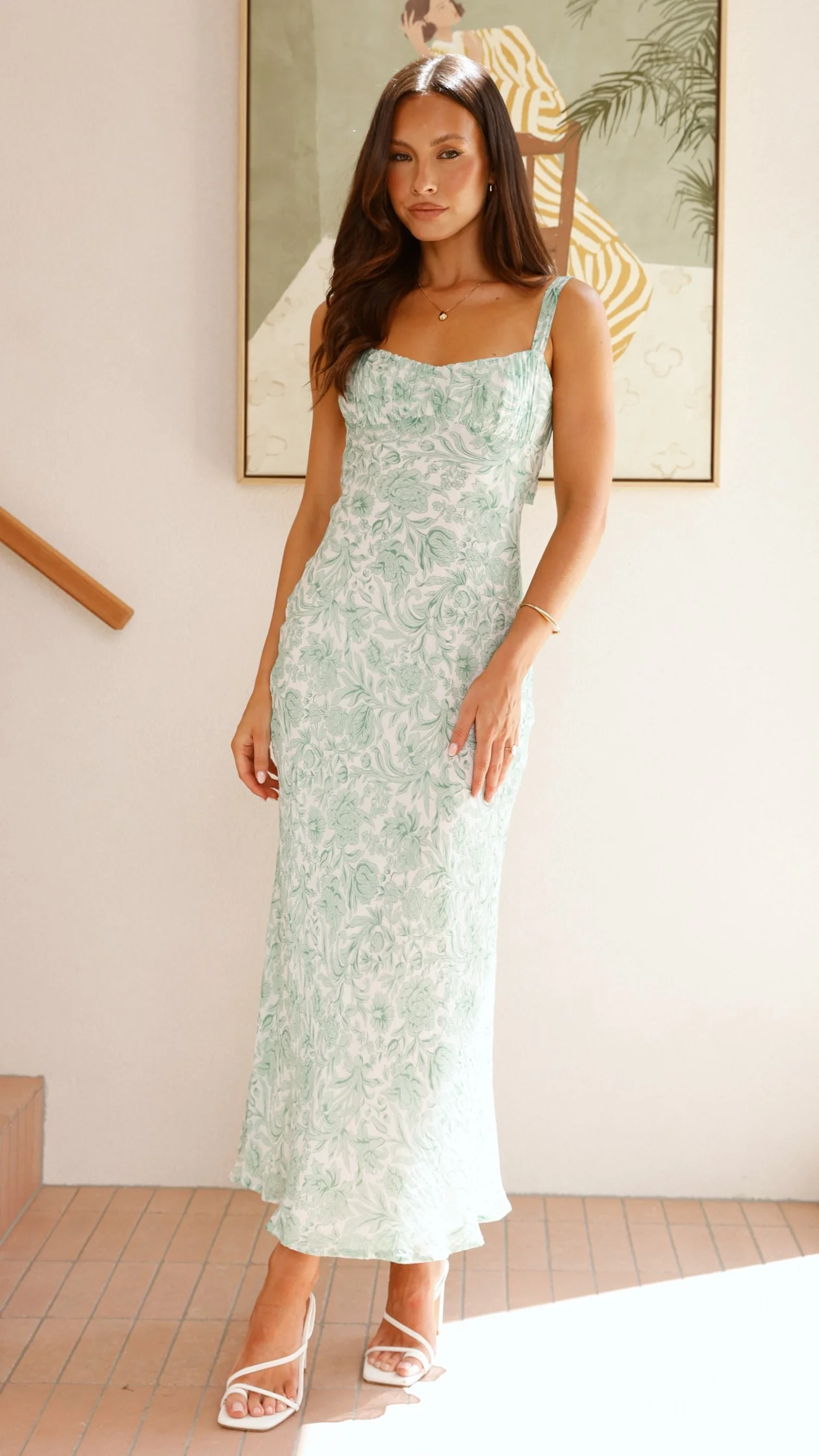 Margo Midi Dress - Green Flower