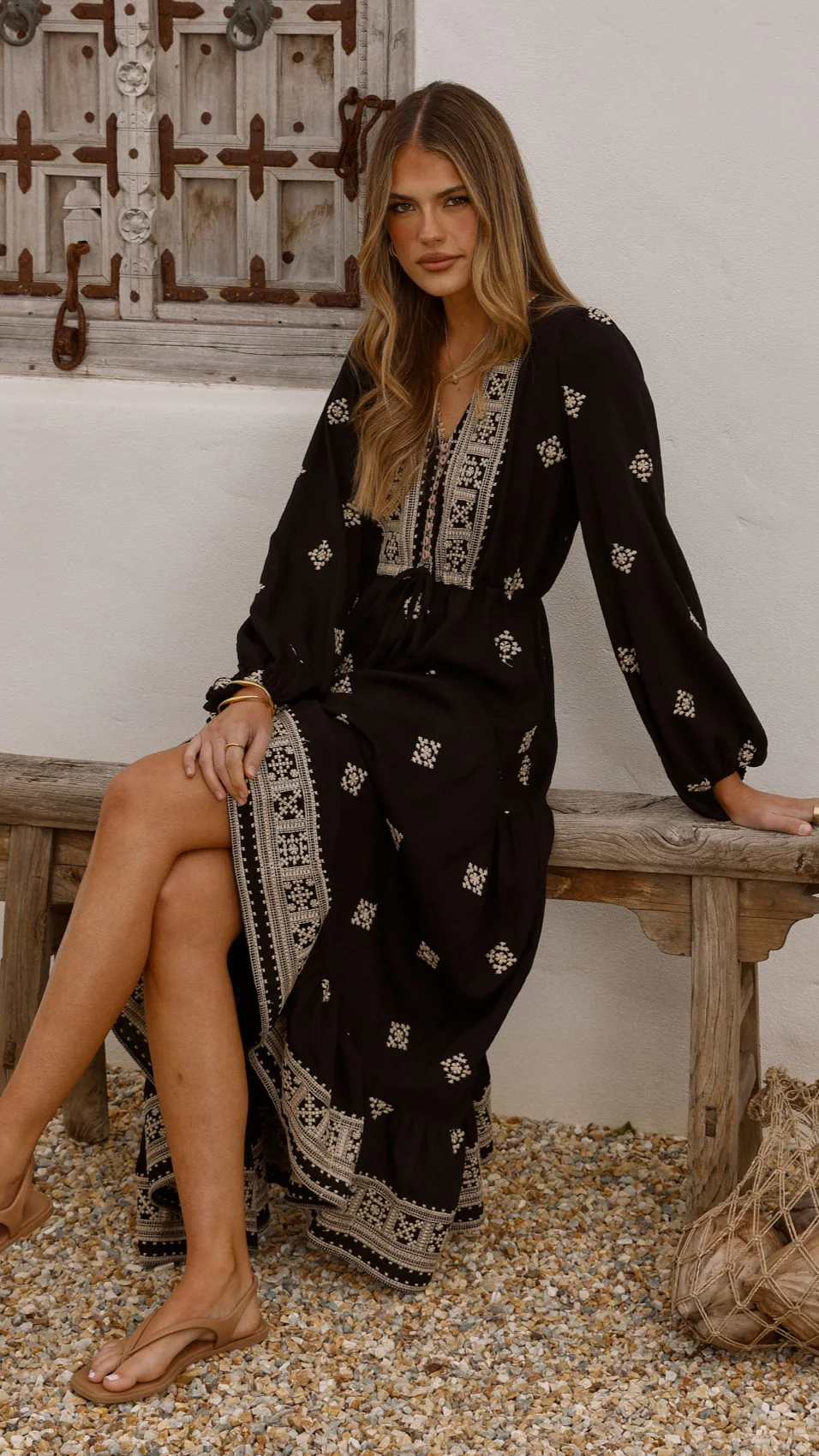 Ellarose Maxi Dress - Black/Beige