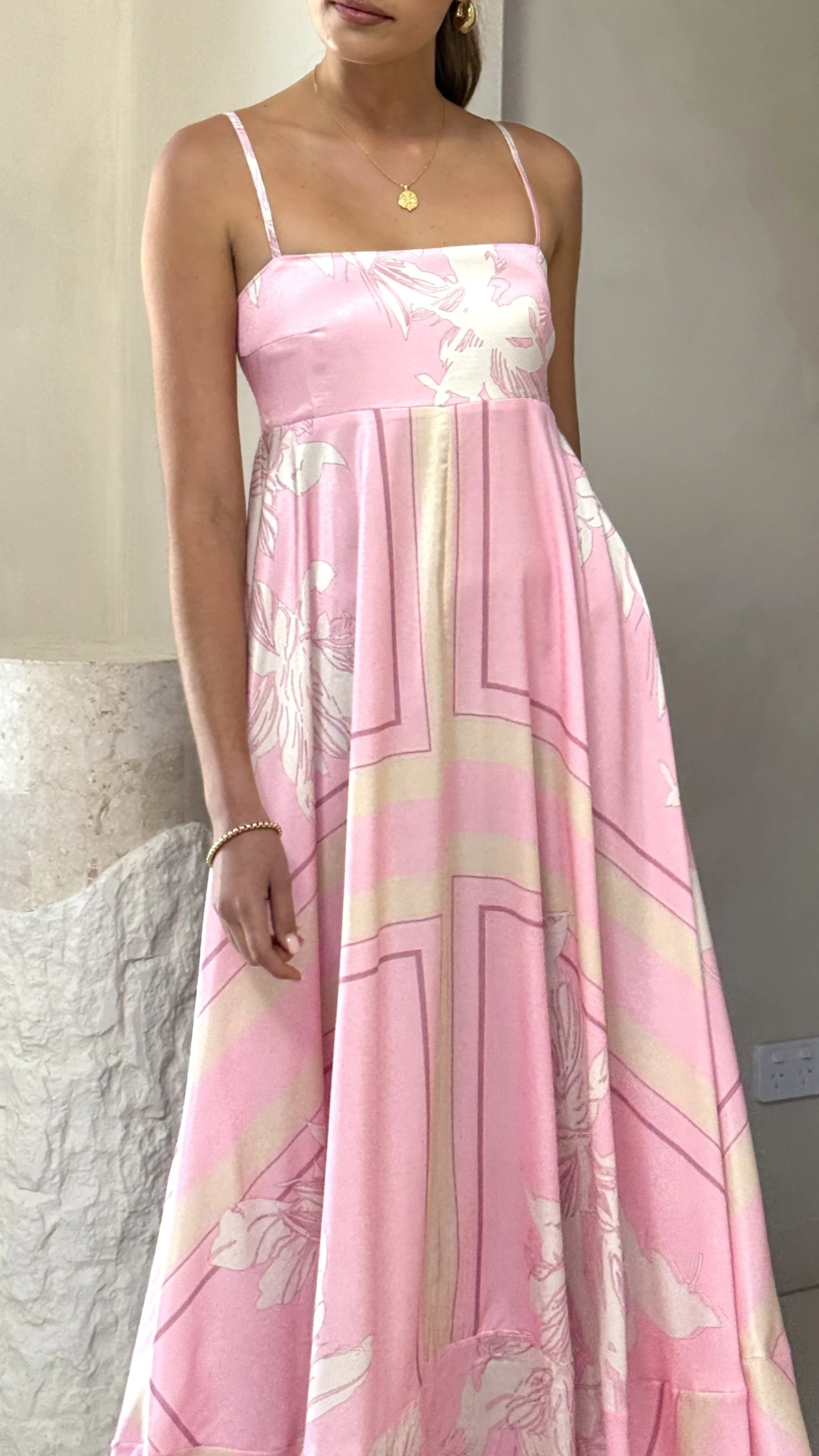 Kaethe Maxi Dress - Pink/White